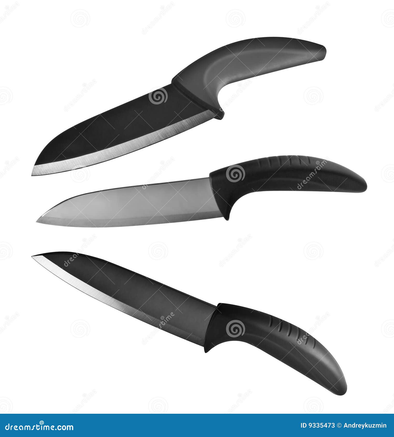 Black Ceramic Knife Isolated Set Stock Image Image of chop, ceramic