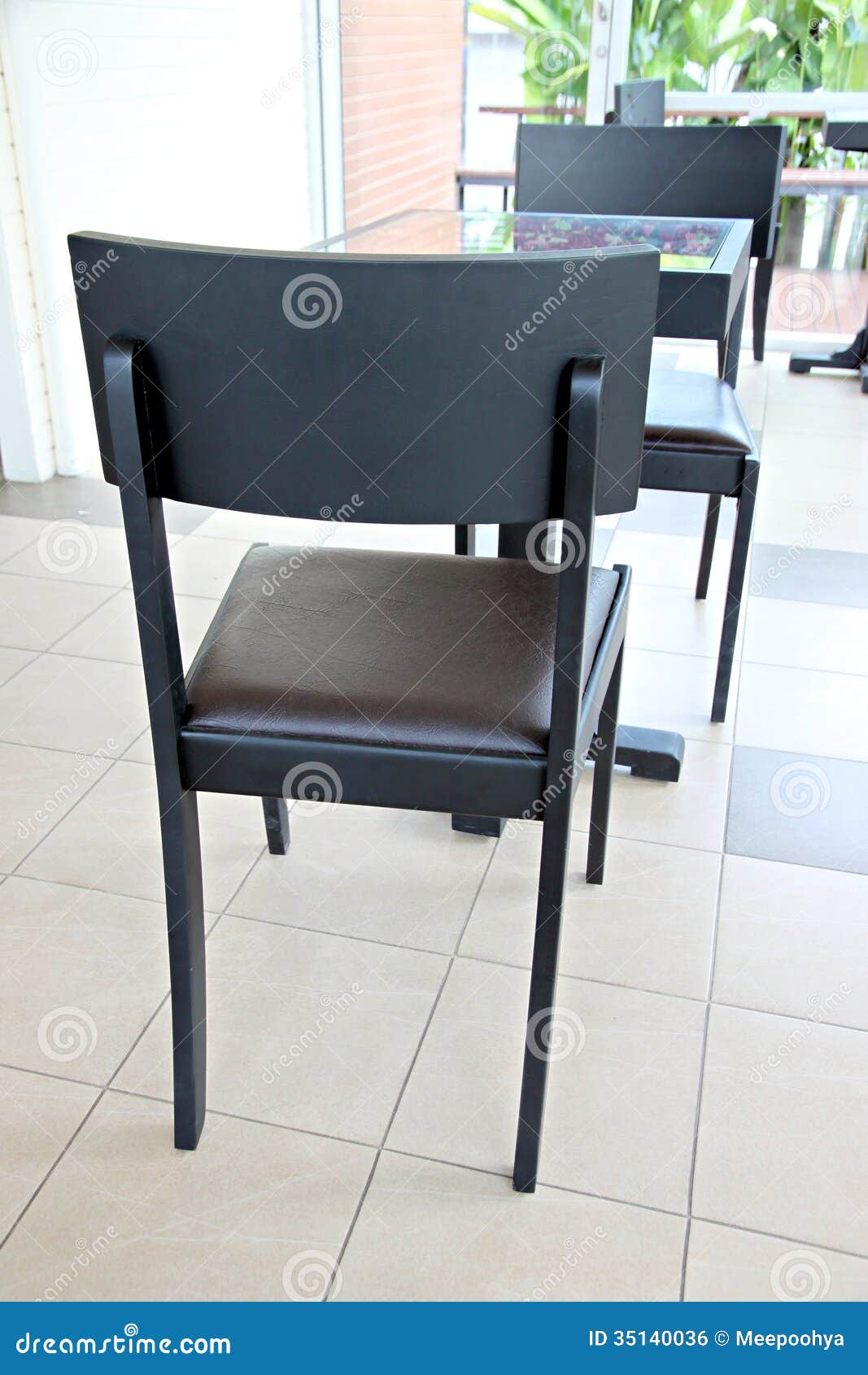 Black chairs in cafe. stock photo. Image of seat, table 35140036