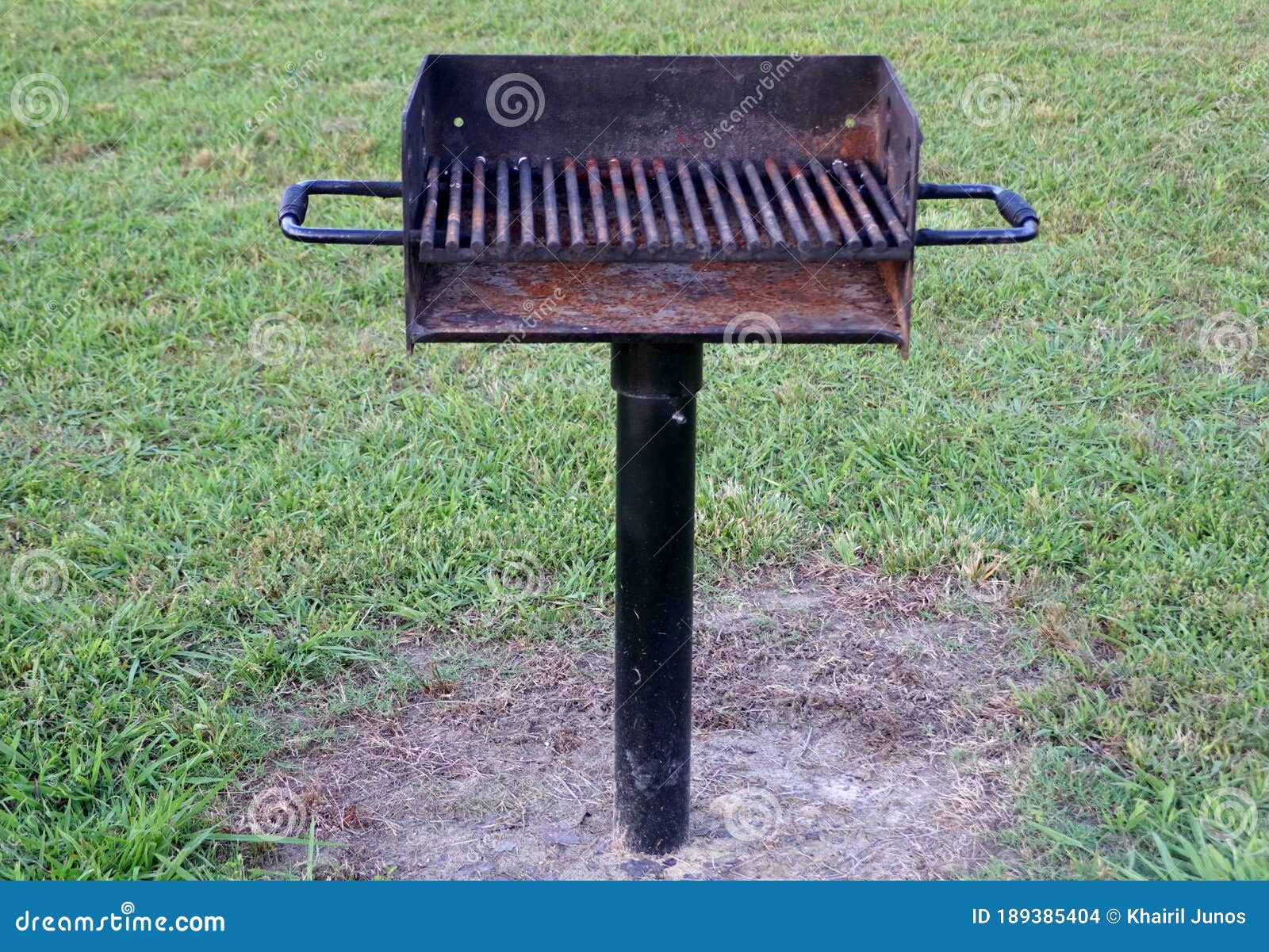 A Black Charcoal Grill Installed on the Ground Stock Photo Image of