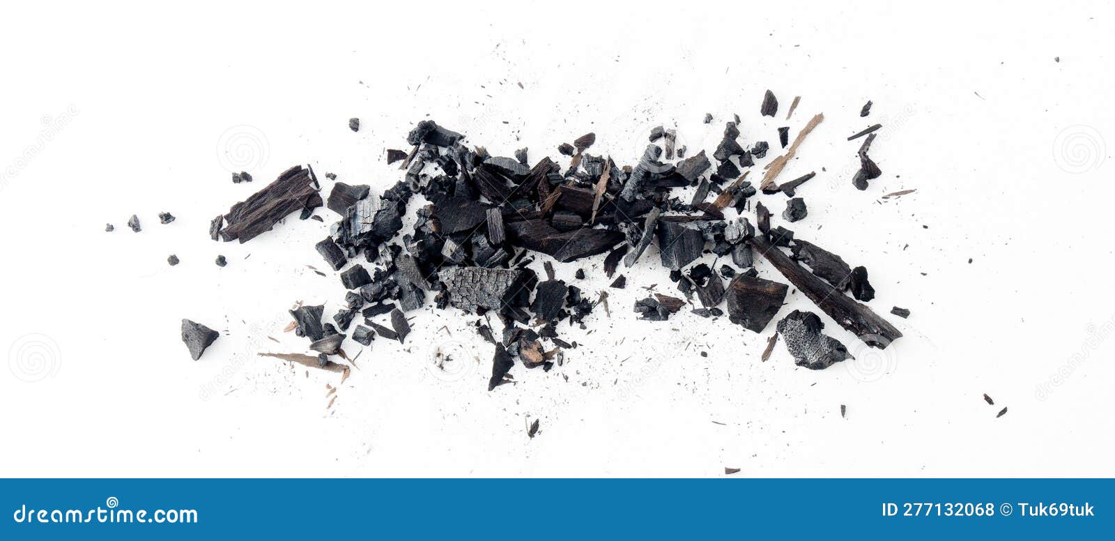 Black Charcoal Particles Isolated on a White Background, Activated