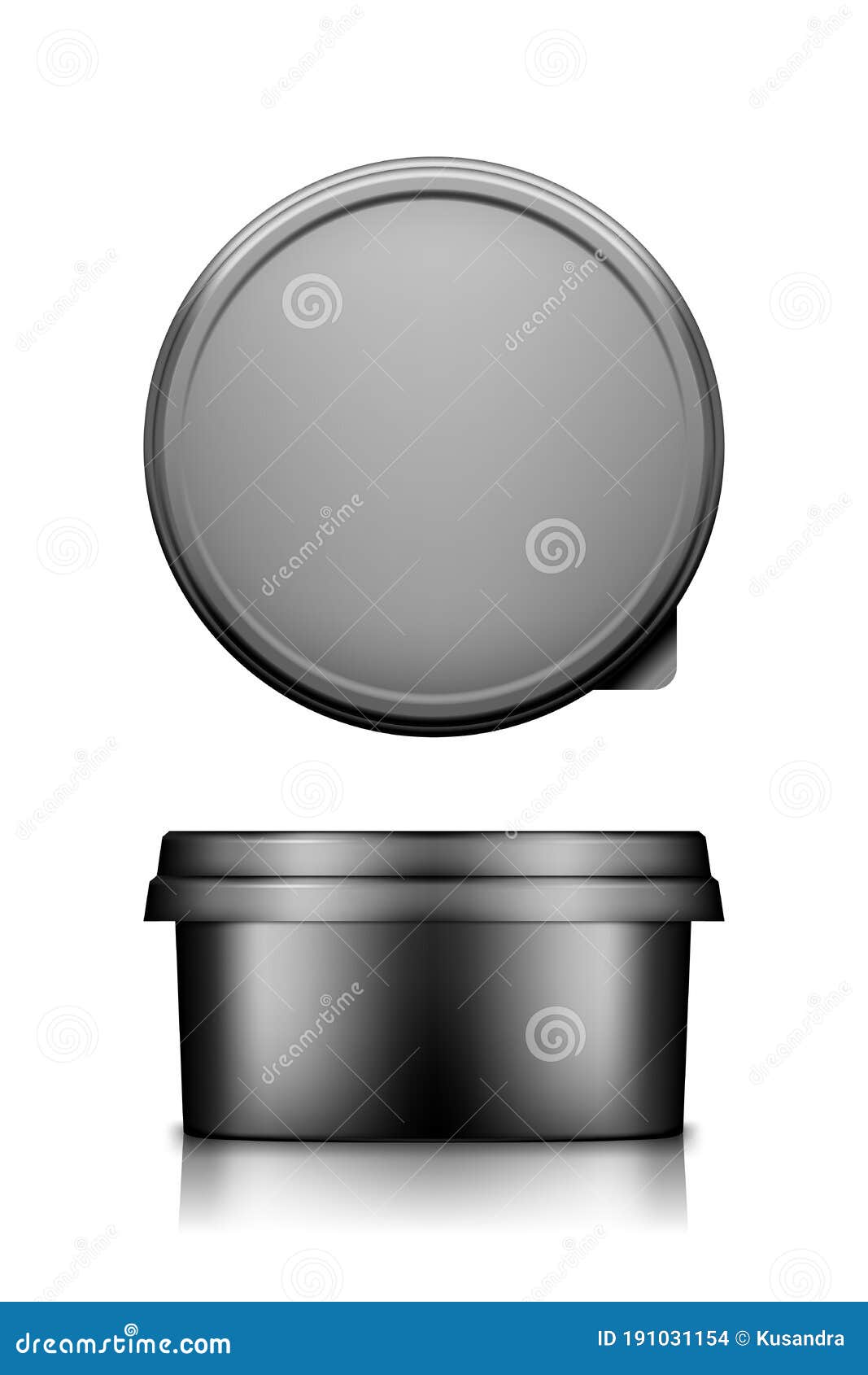 Download Black Cheese, Butter Or Margarine Round Container With Lid Mockup - Front And Top View Stock ...