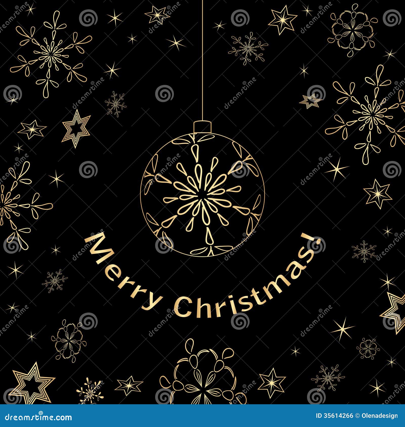 Black Christmas Vector Card With Gold Decorations Royalty 