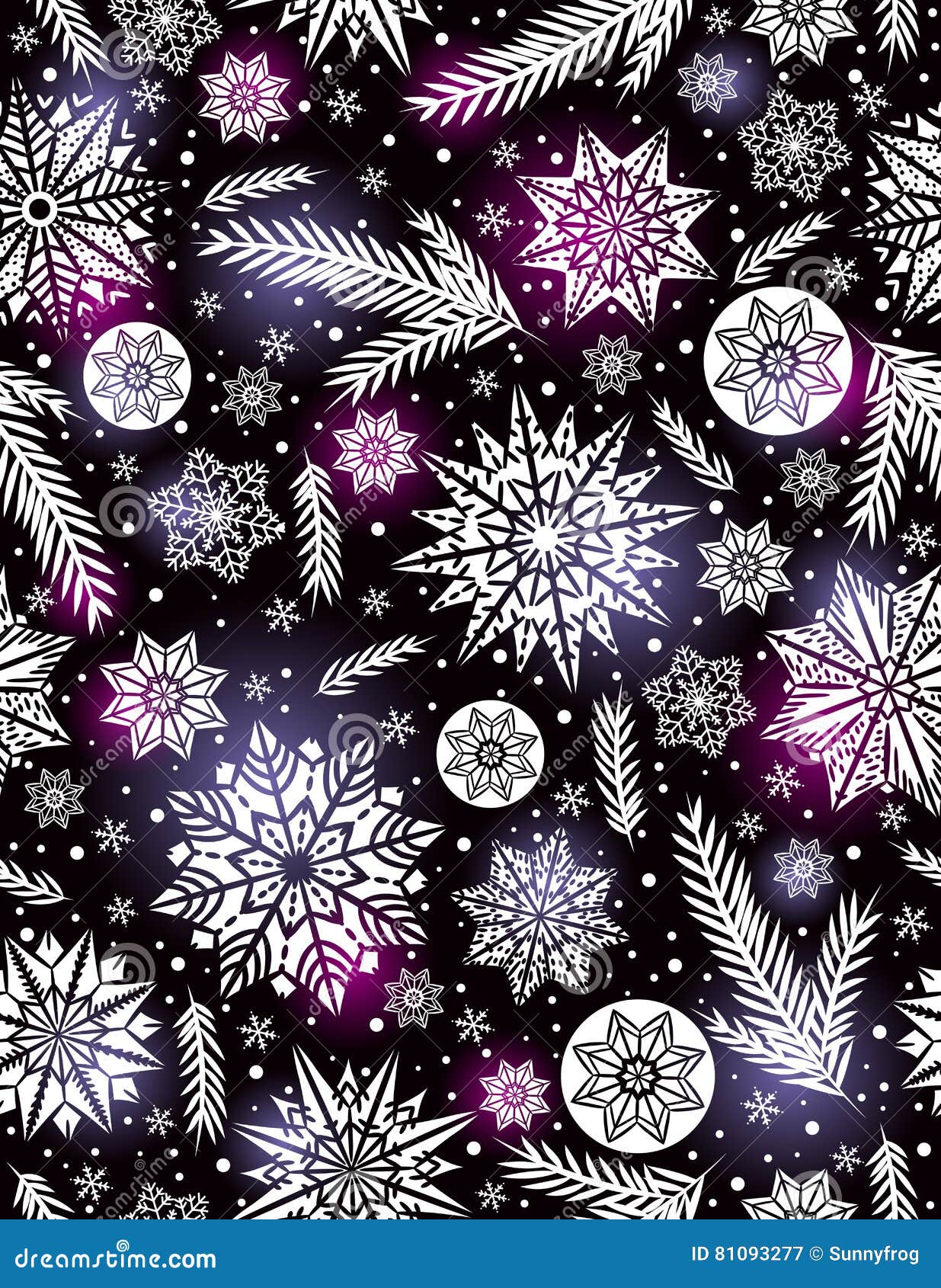 Black Christmas Seamless Pattern Background with Snowflakes Stock