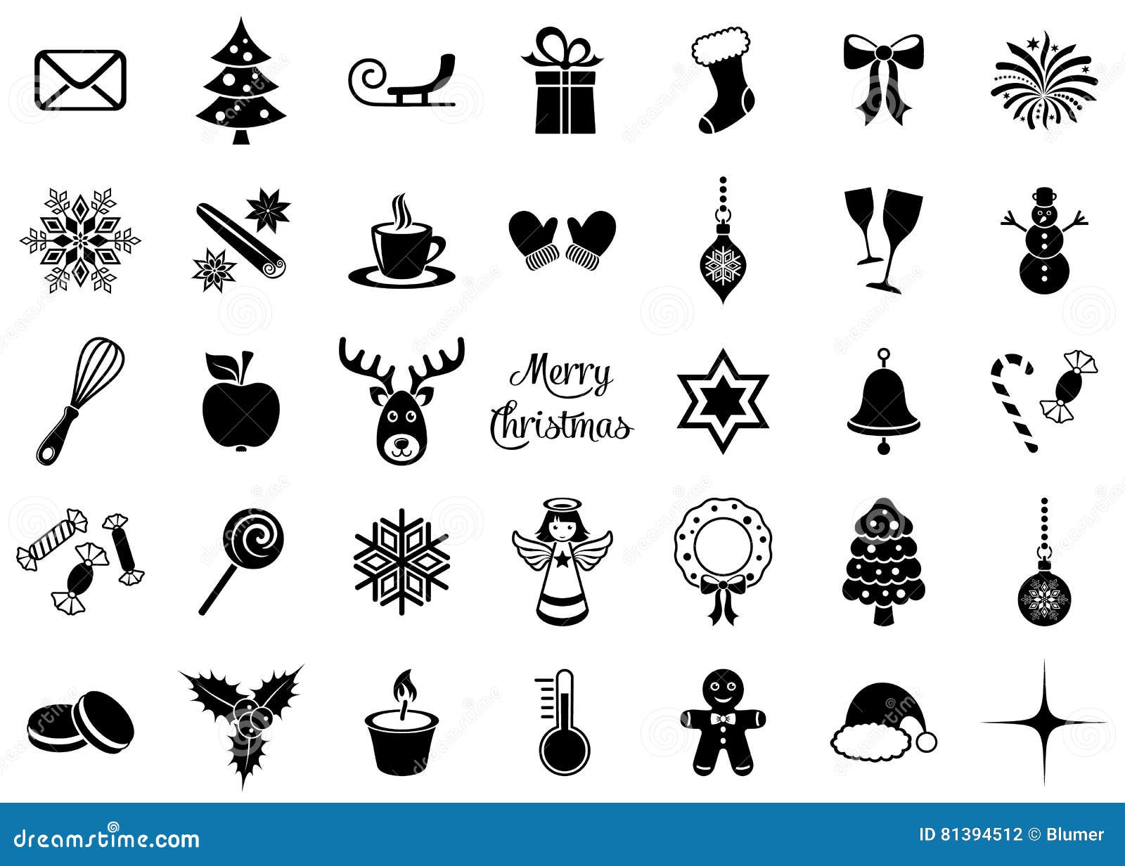 Black Christmas Silhouette Icons Stock Vector - Illustration of reindeer, invitation: 81394512