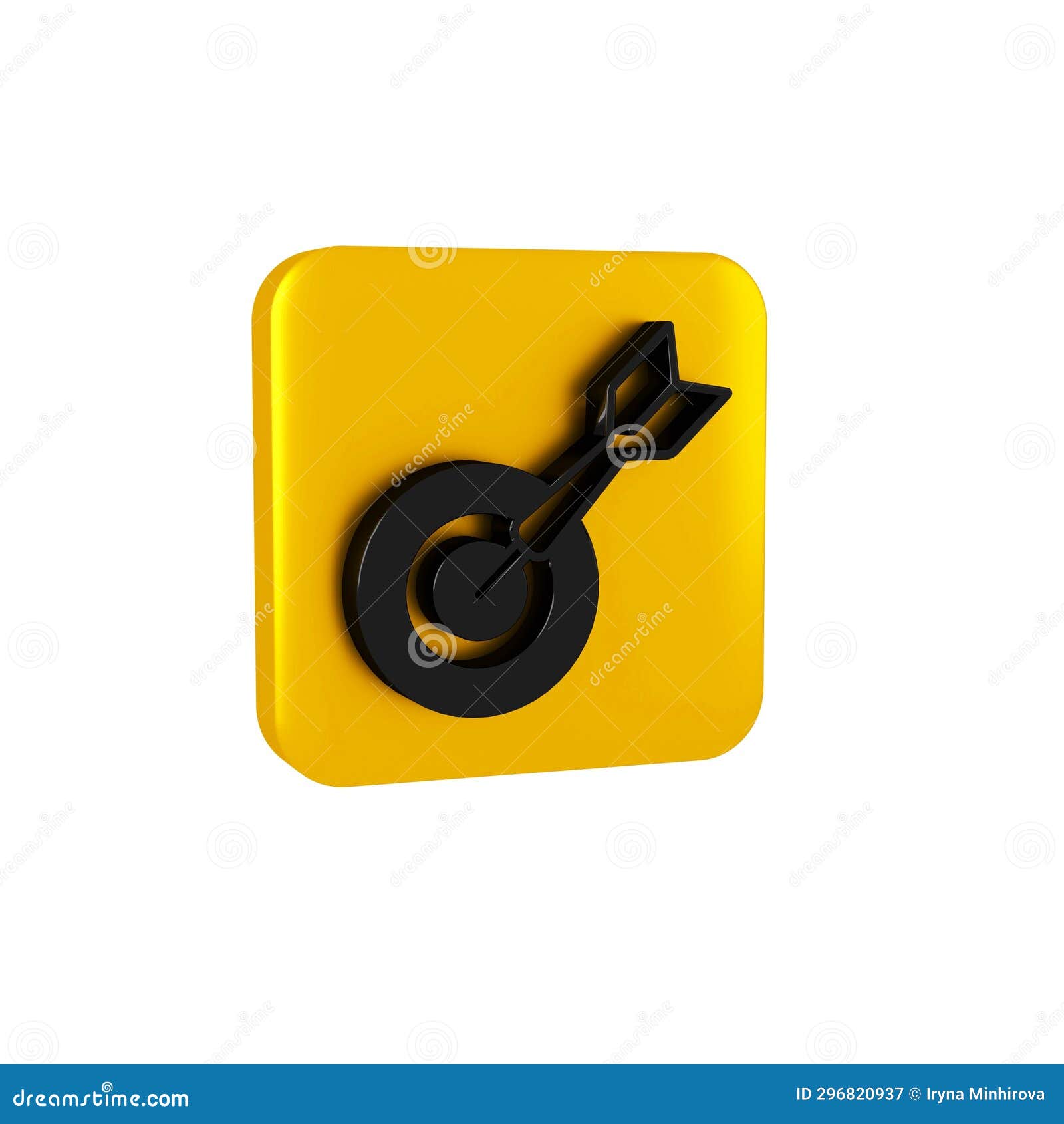 black classic dart board and arrow icon  on transparent background. dartboard sign. game concept. yellow square