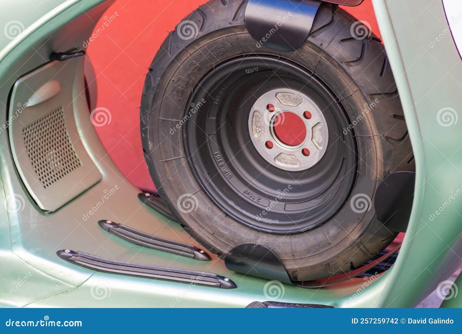 Black Classic Motorcycle Spare Tire Stock Photo Image of service