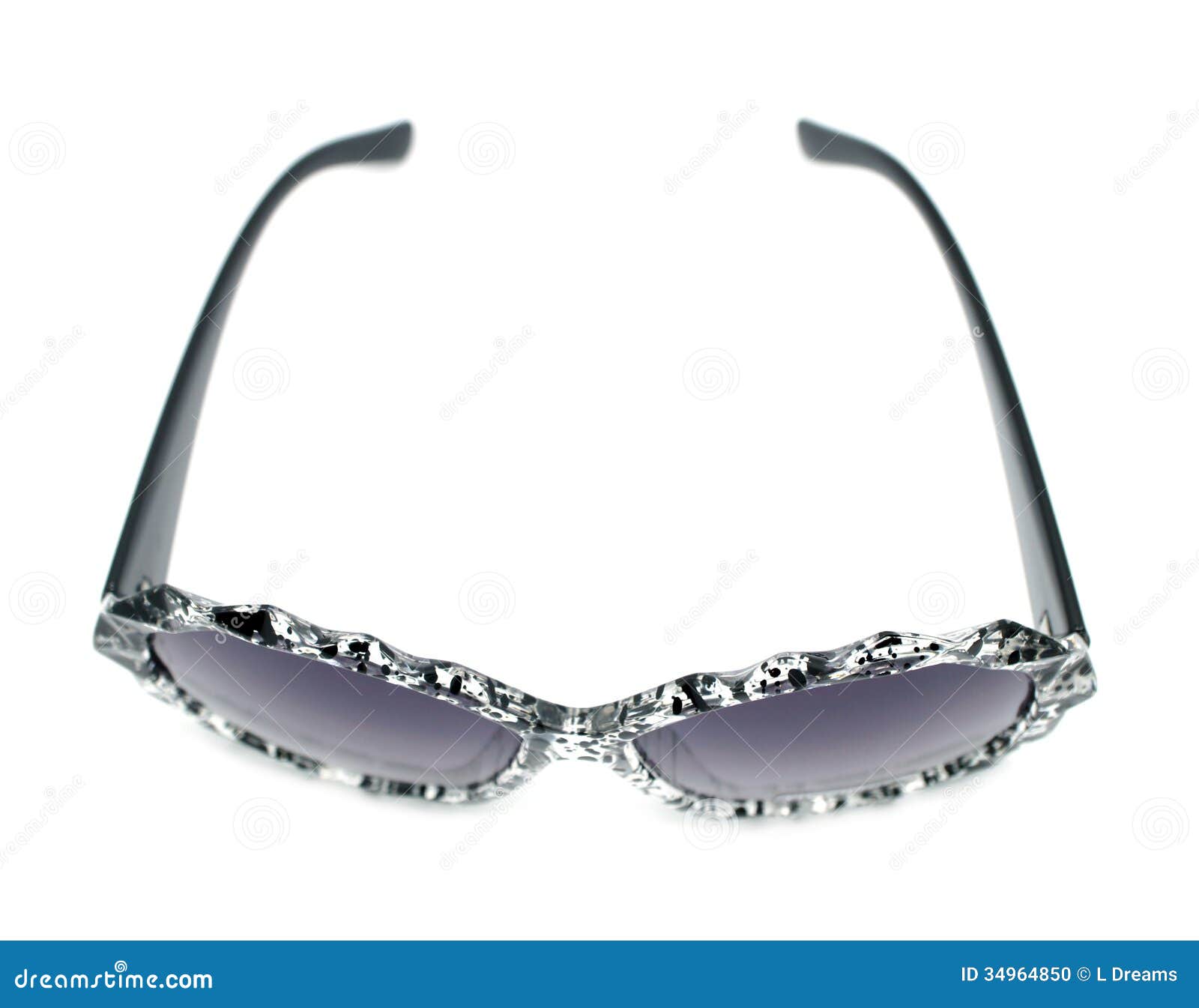 Black and Clear Splash Paint Splatter Pattern Sunglasses Stock Photo