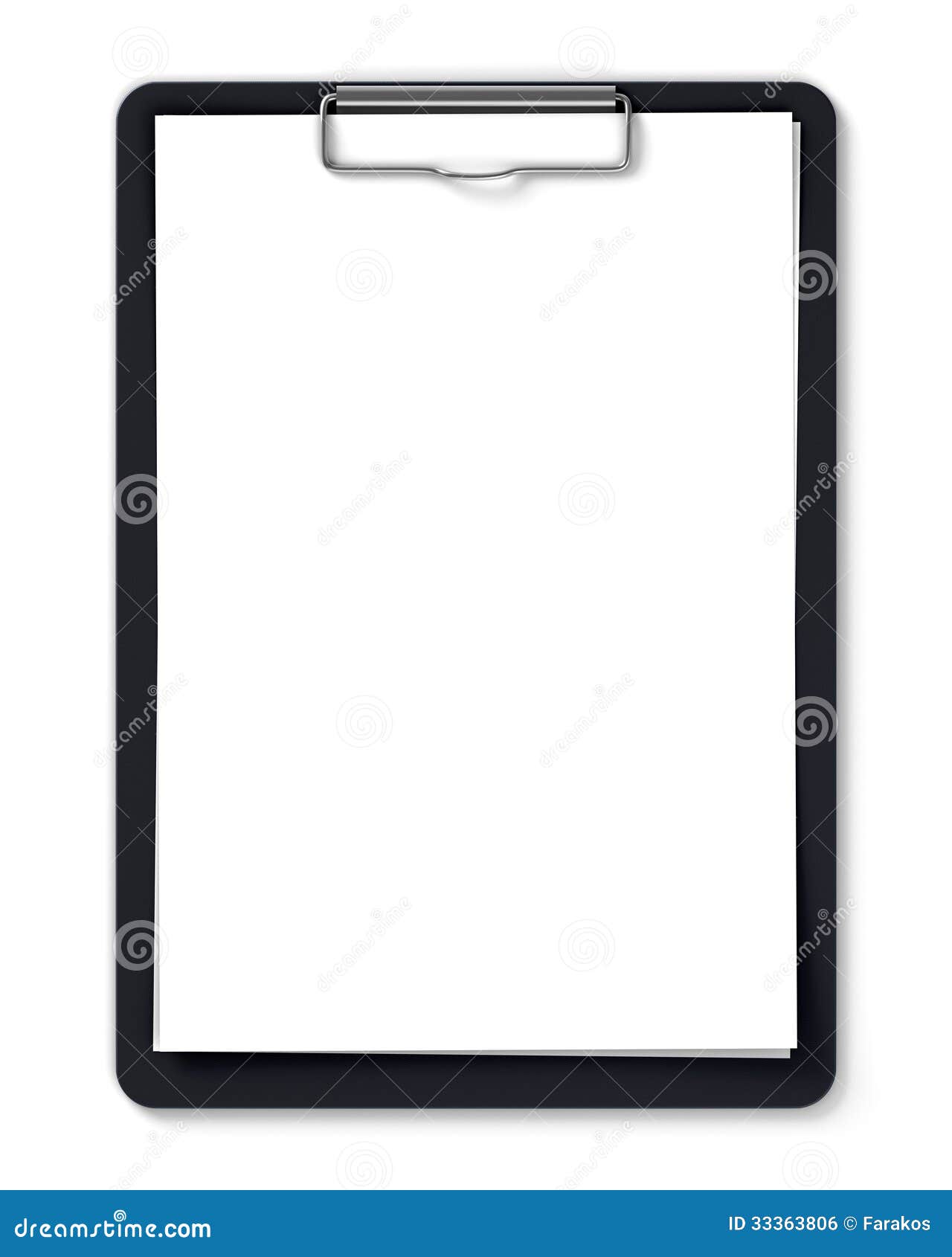 Black Clipboard With Blank Sheets Of Paper Stock Illustration