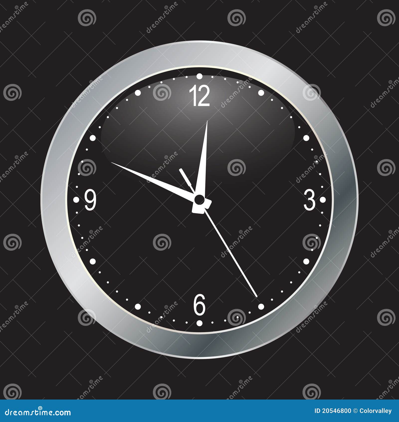 Black Clock on Black Background Stock Vector Illustration of