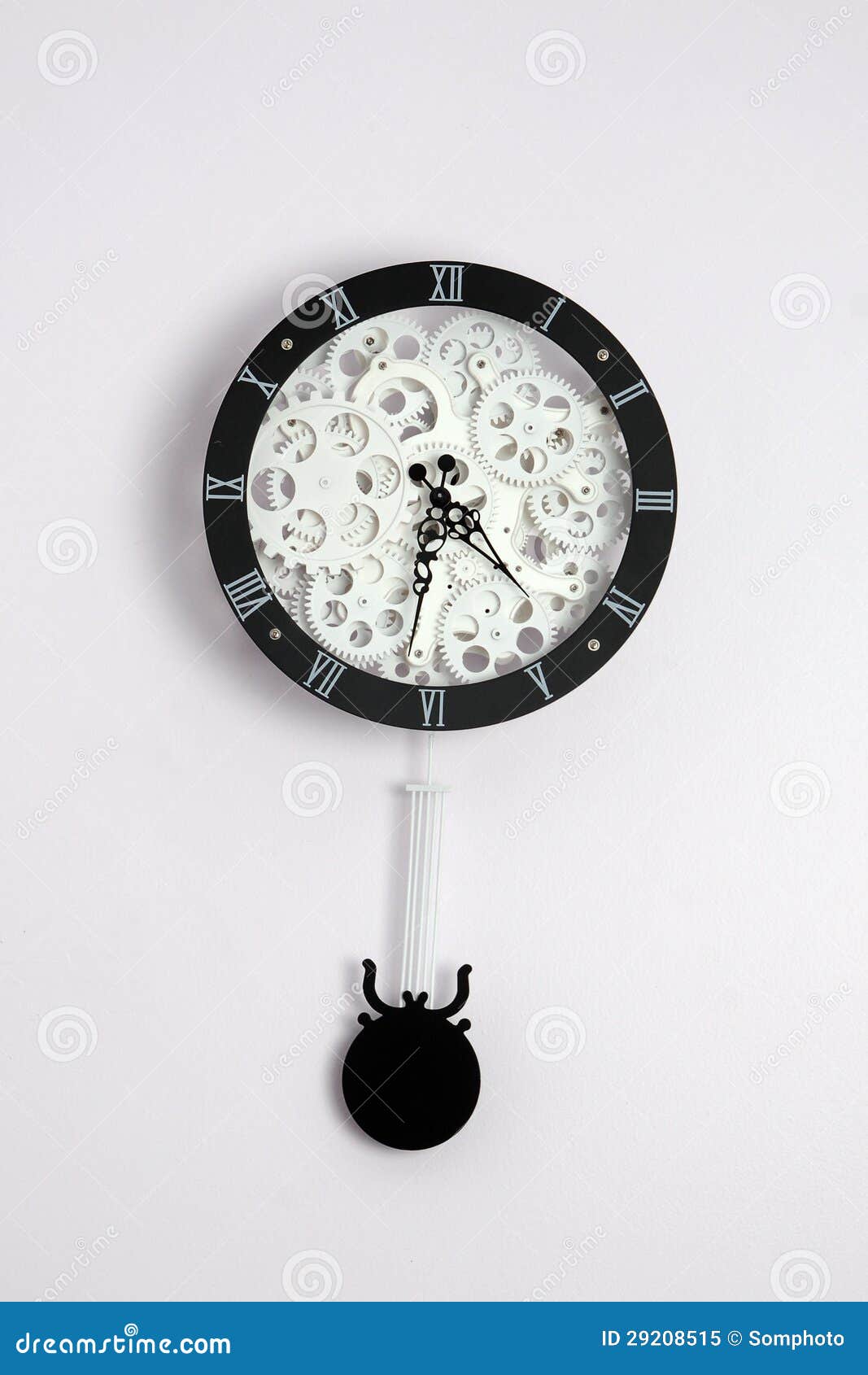 Black clock with gears stock image. Image of hour, shining 29208515