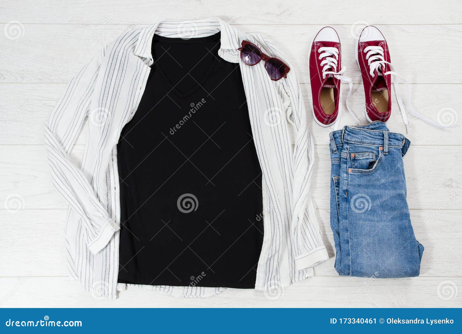 Download Black Closeup T Shirt Mock Up Flat Lay On White Wooden ...
