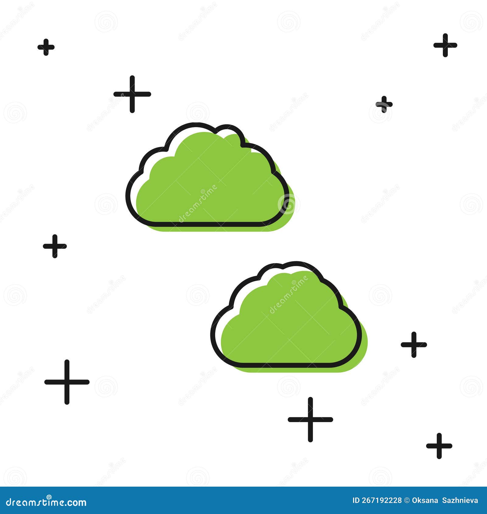 Black Cloud Icon Isolated on White Background. Vector Stock Vector