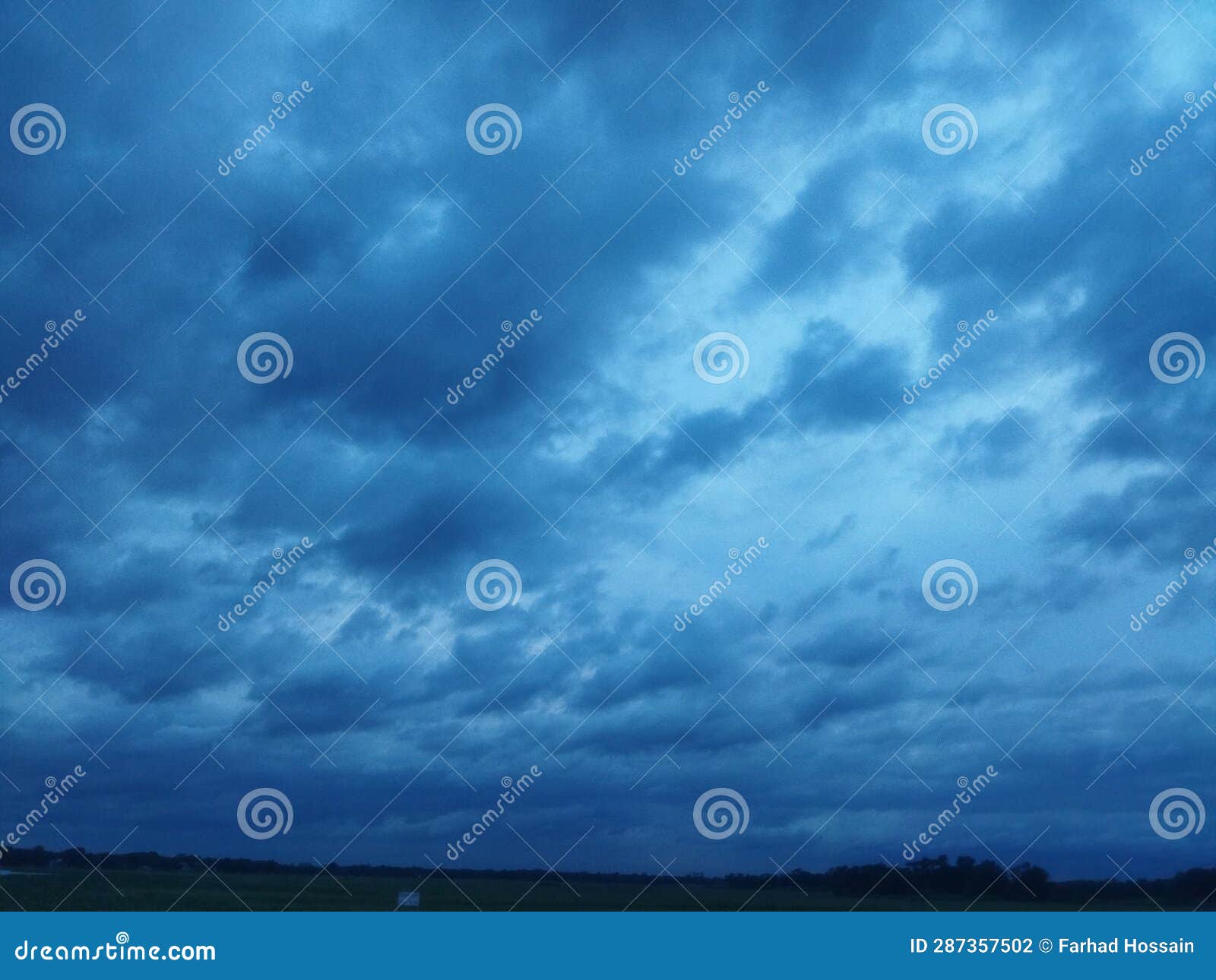 Black Clouds Evening Scenario. Sky Covered with Cloud Stock Photo