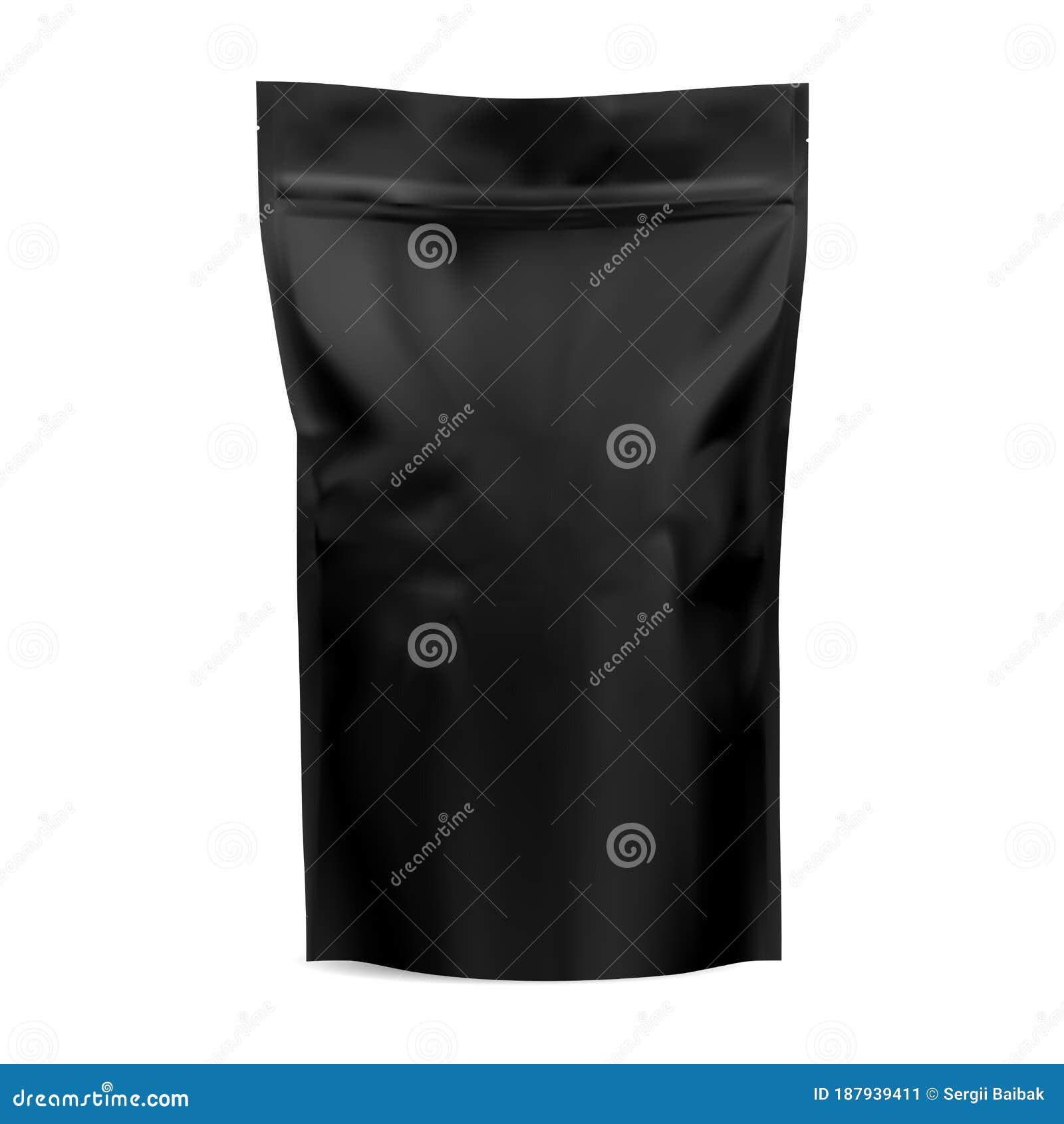 Download Black Coffee Bag. Zip Package Mock Up. Foil Paper Stock ...