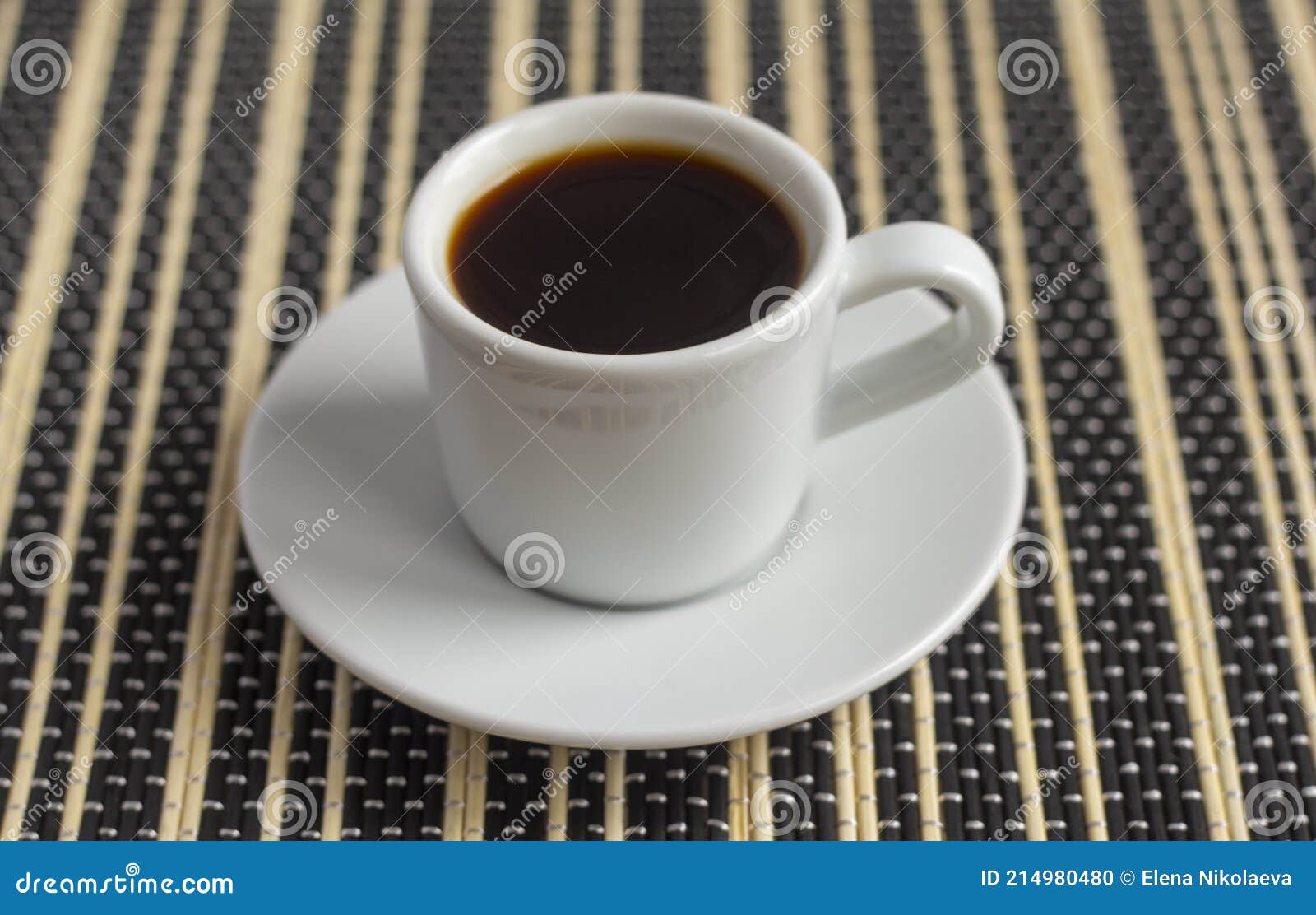 Black Coffee in a Small Coffee Cup on the Table. Stock Photo Image of
