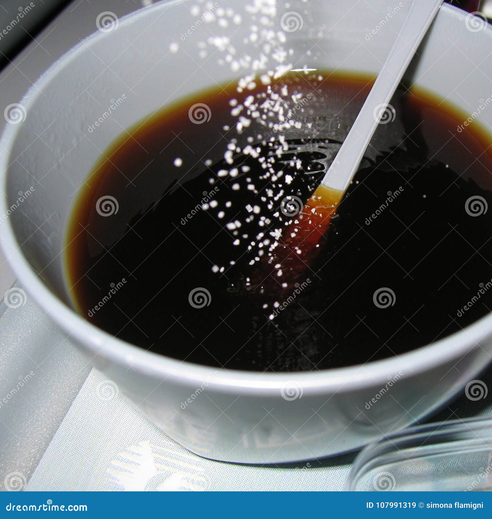 Black Coffee and sugar stock image. Image of beverage 107991319