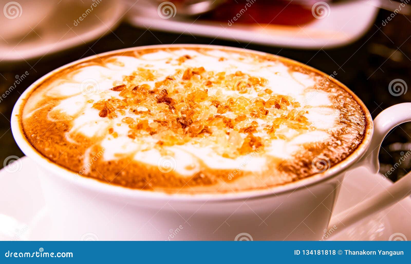 Download Black Coffee With White Milk And Brown Sugar Topping Served In White Cup For Breakfast Coffee ...