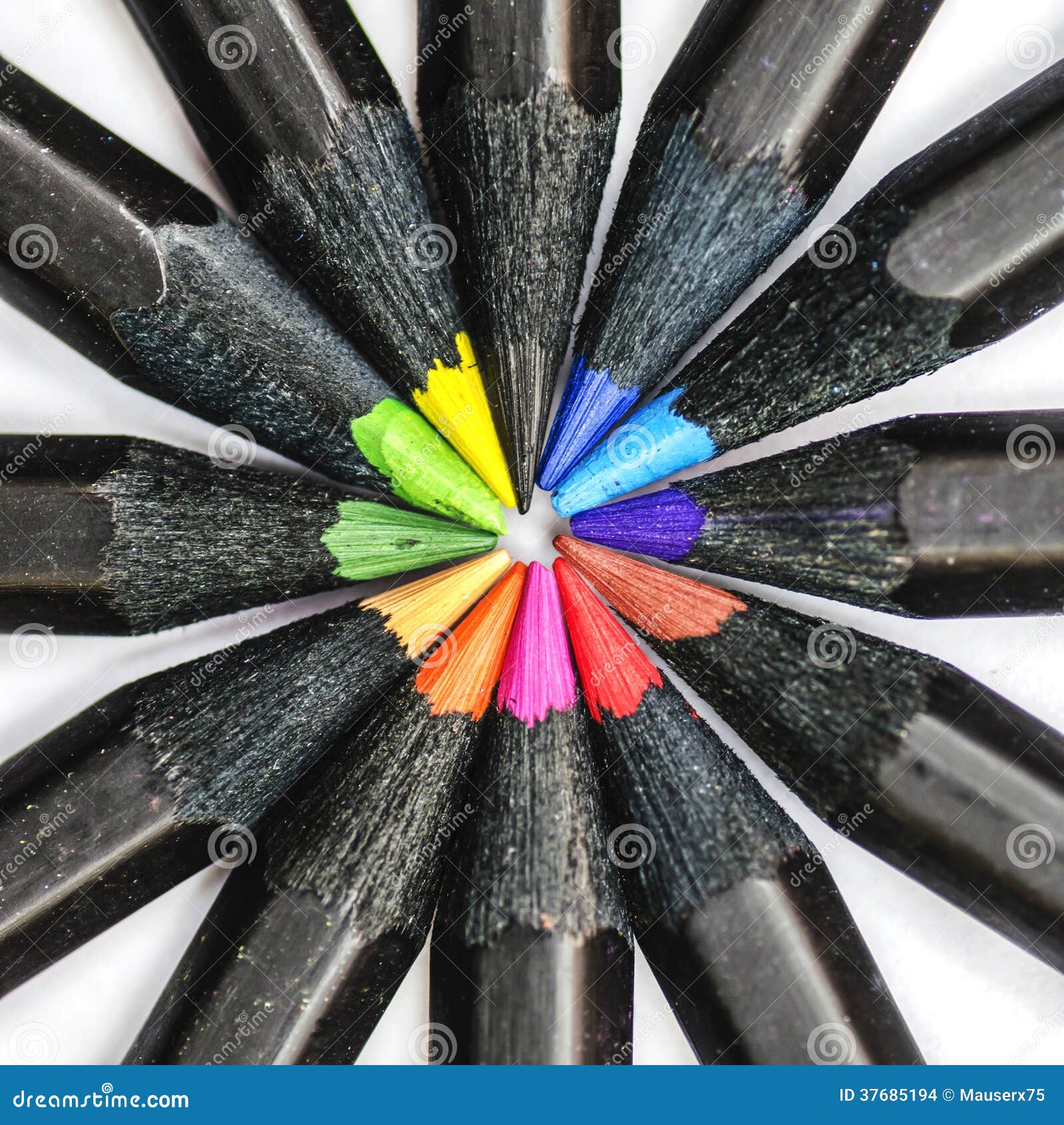 Black Colored Pencils stock photo. Image of draw, black 37685194