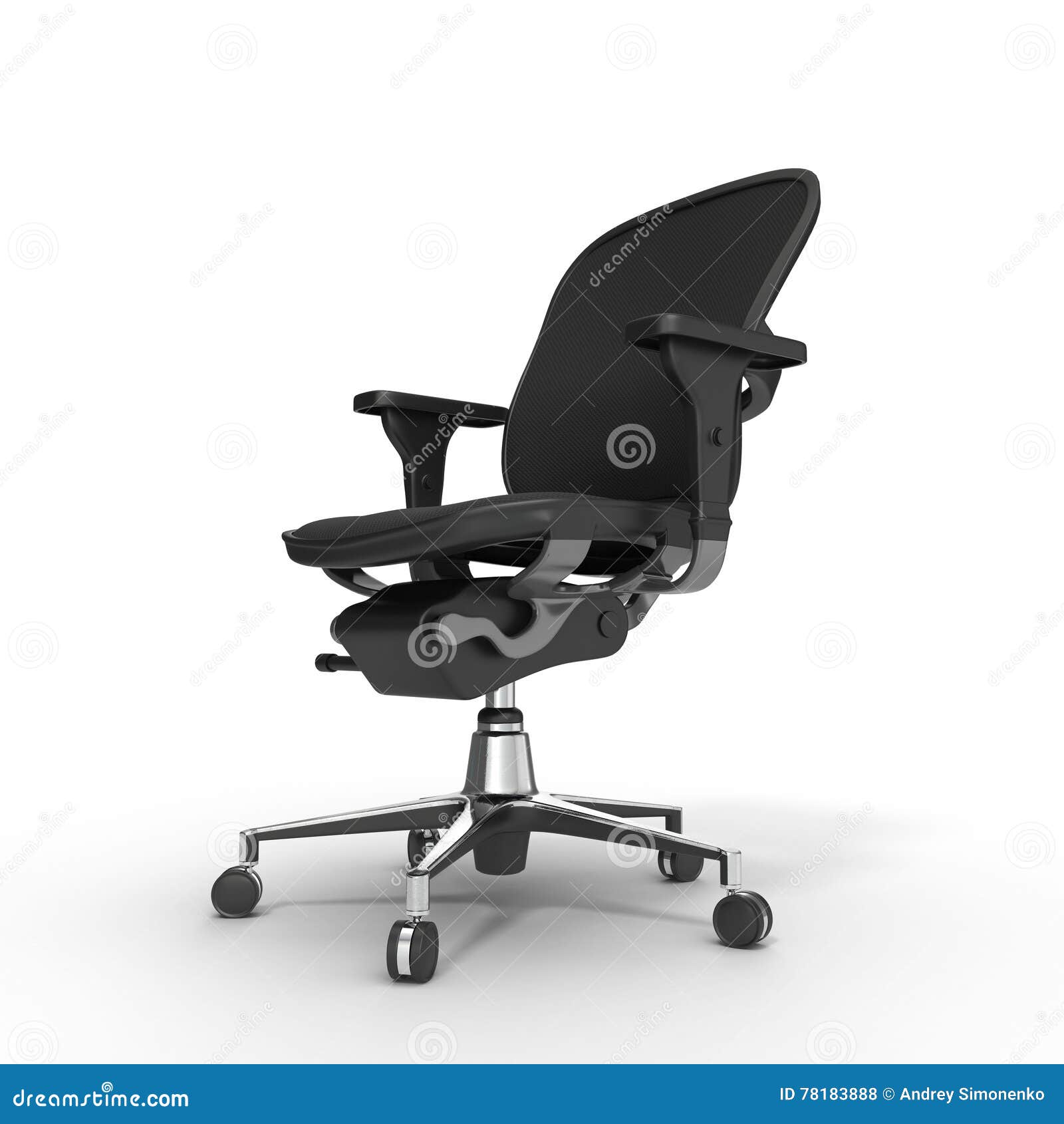 Black Computer Chair Isolated On White. 3D Illustration Stock