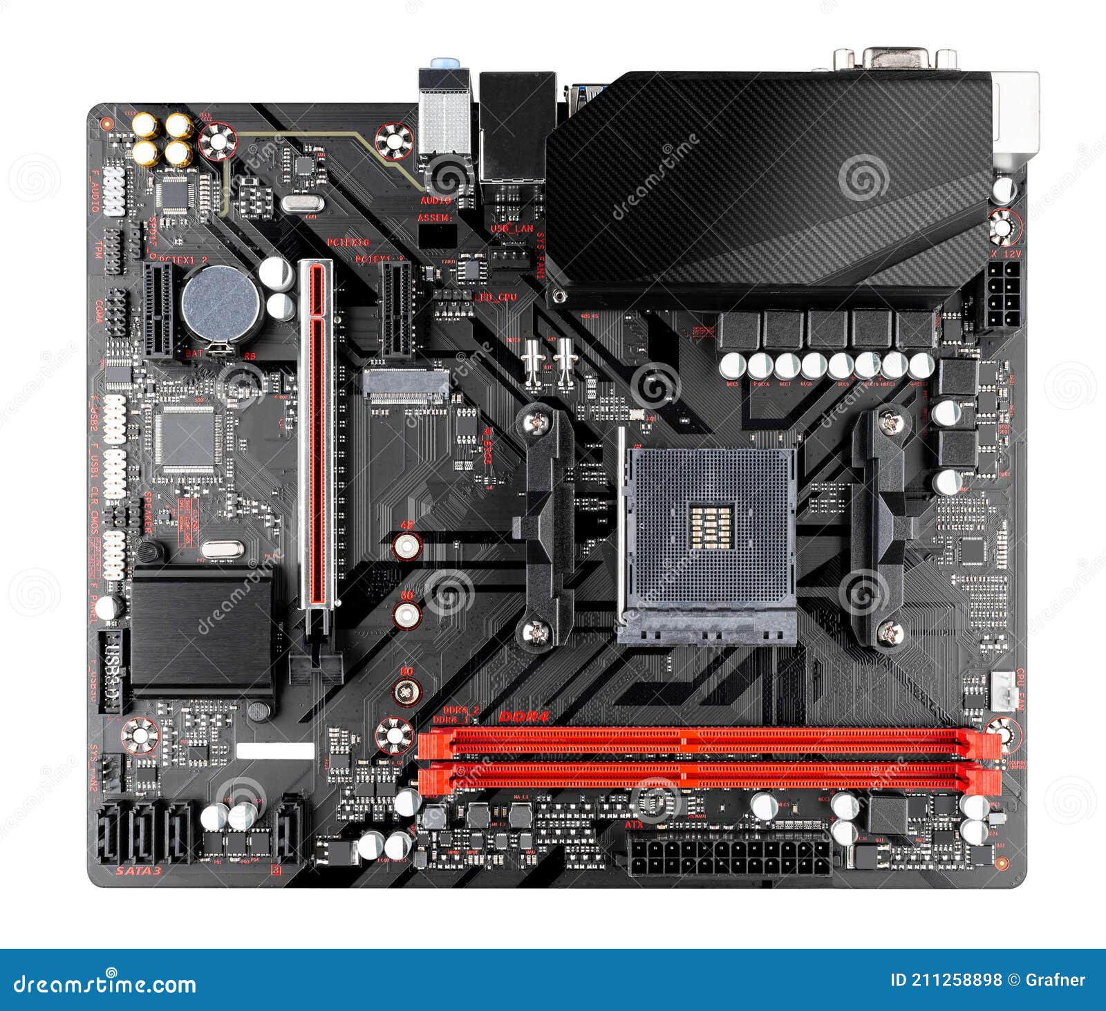 Black Computer Mainboard or Motherboard of a Pc in Micro Atx Format