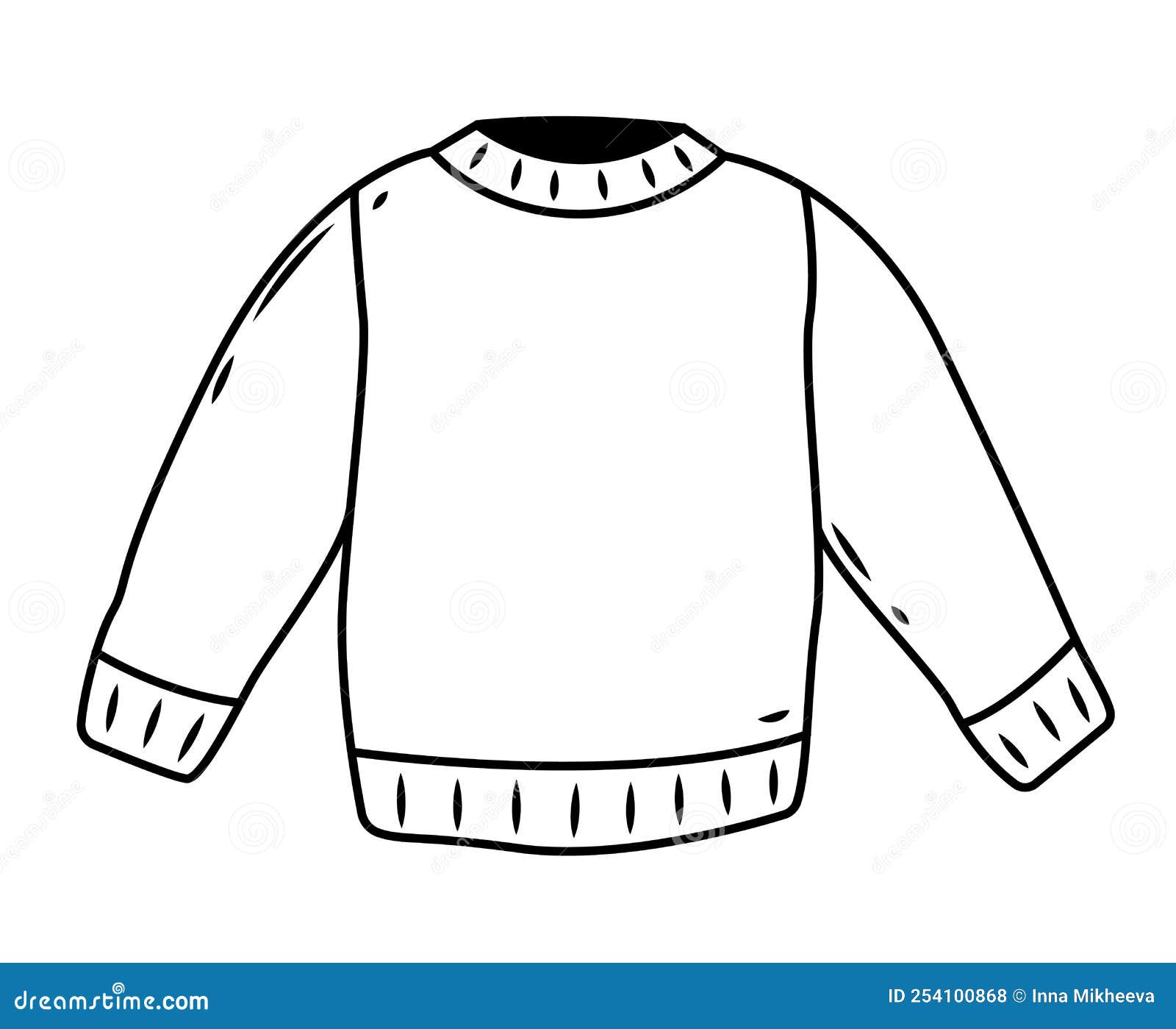 Black Contour Doodle Winter Sweater Stock Vector Illustration of line