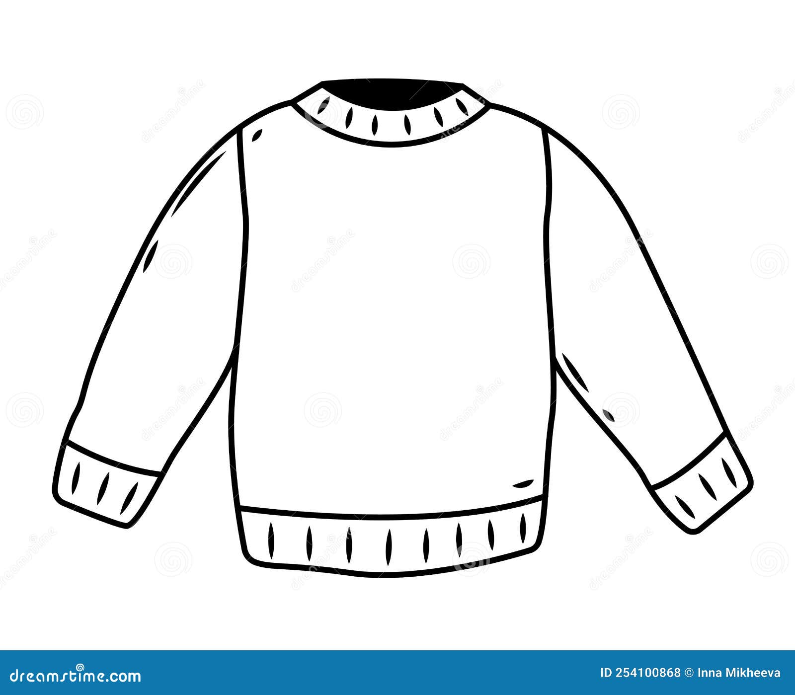 Black Contour Doodle Winter Sweater Stock Vector - Illustration of line ...