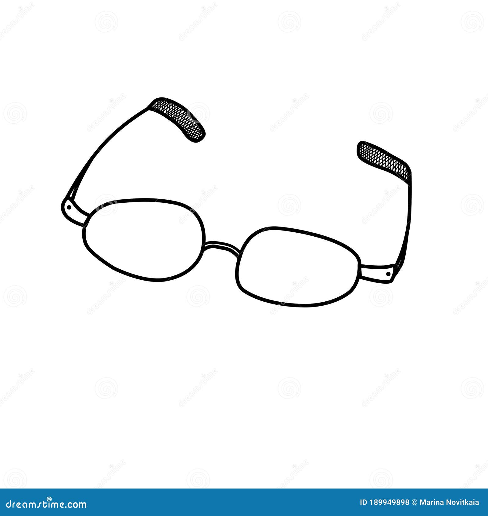 Black Contour of Glasses. Outline Drawing, Doodle Stock Illustration