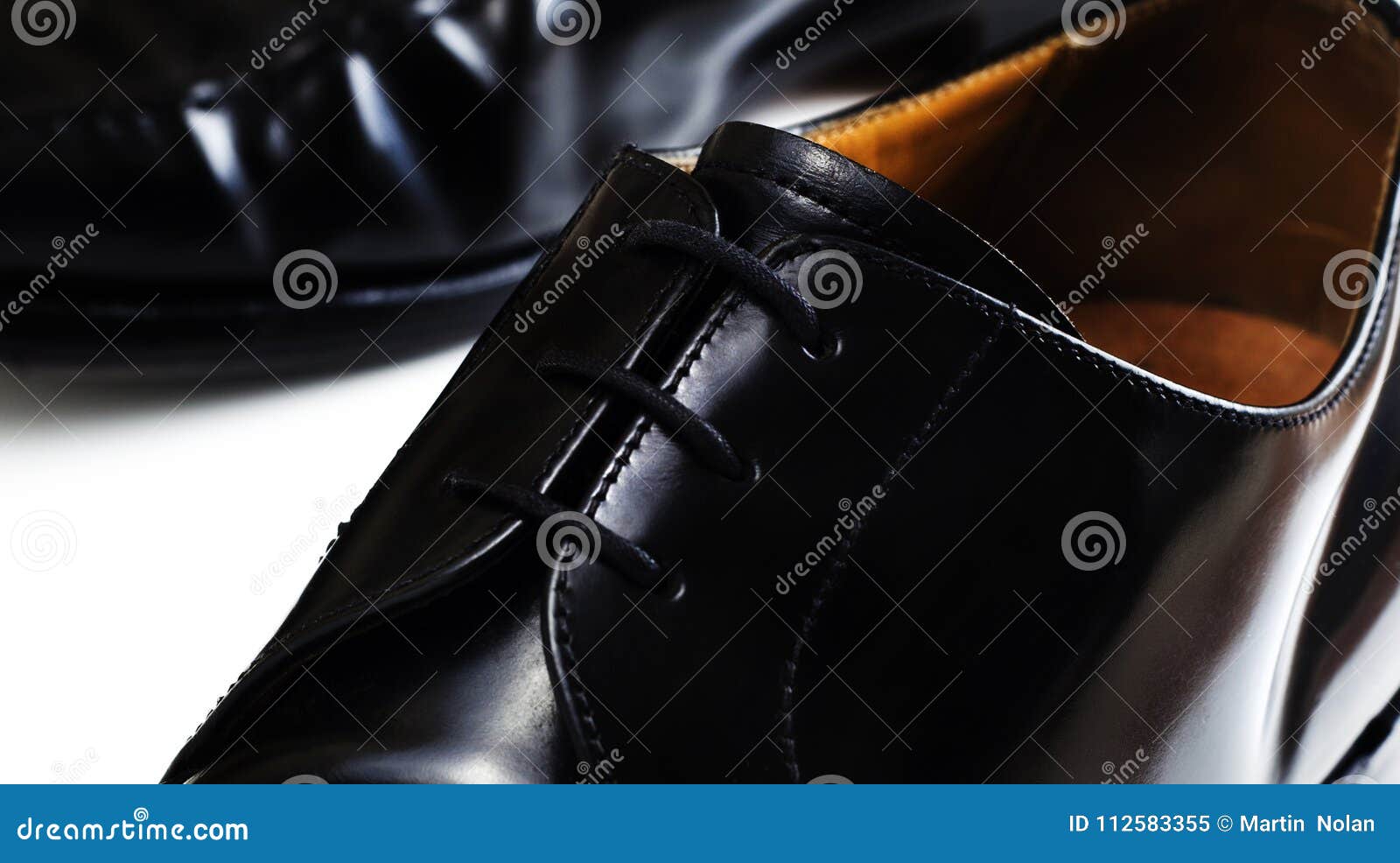 Black Corporate Shoes in Macro Shot Stock Image - Image of leather ...