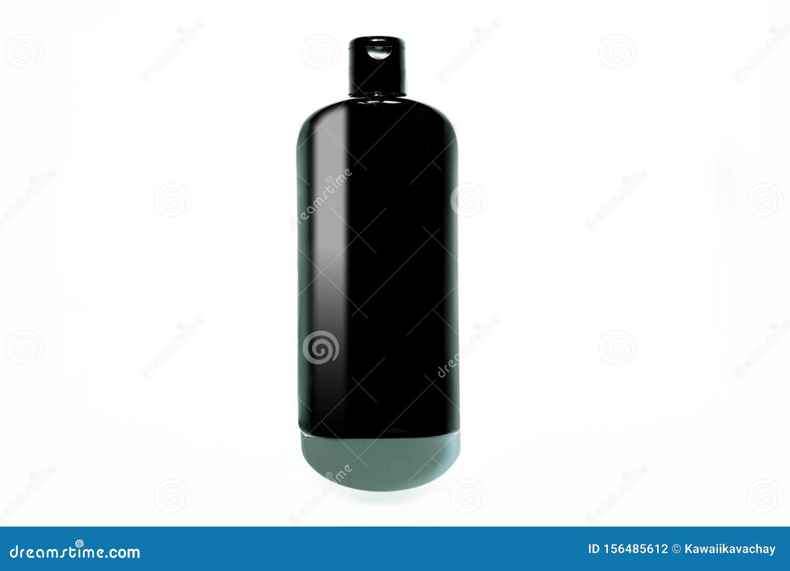 Download Black Cosmetic Bottle With Natural Light Shadow Isolated White Background. Mockup For Your Brand ...