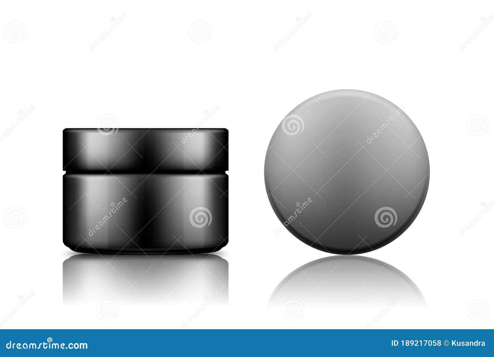 Download Black Cosmetic Jar With Cap Top View Mockup Isolated From ...