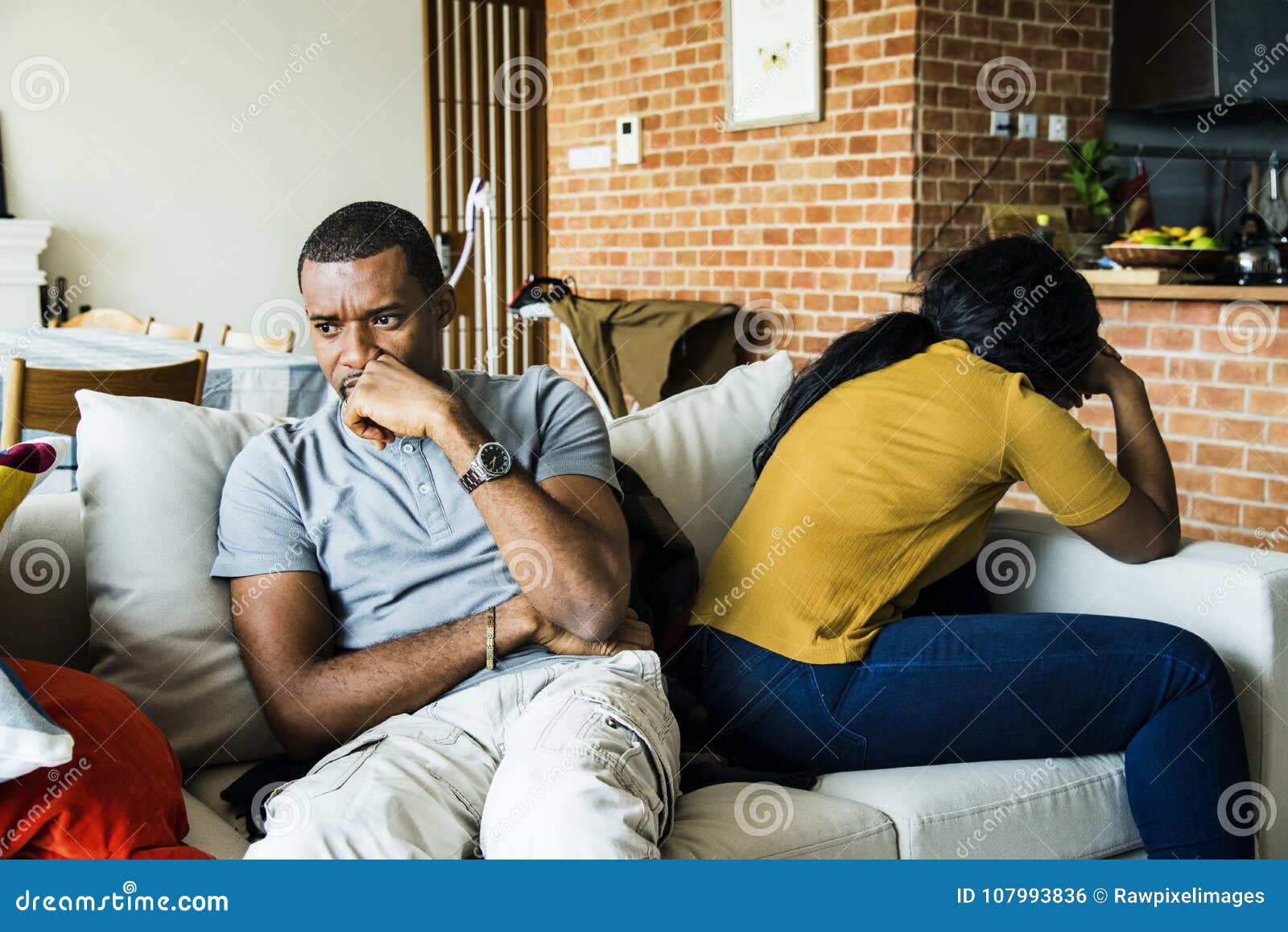black couple fighting and depressed
