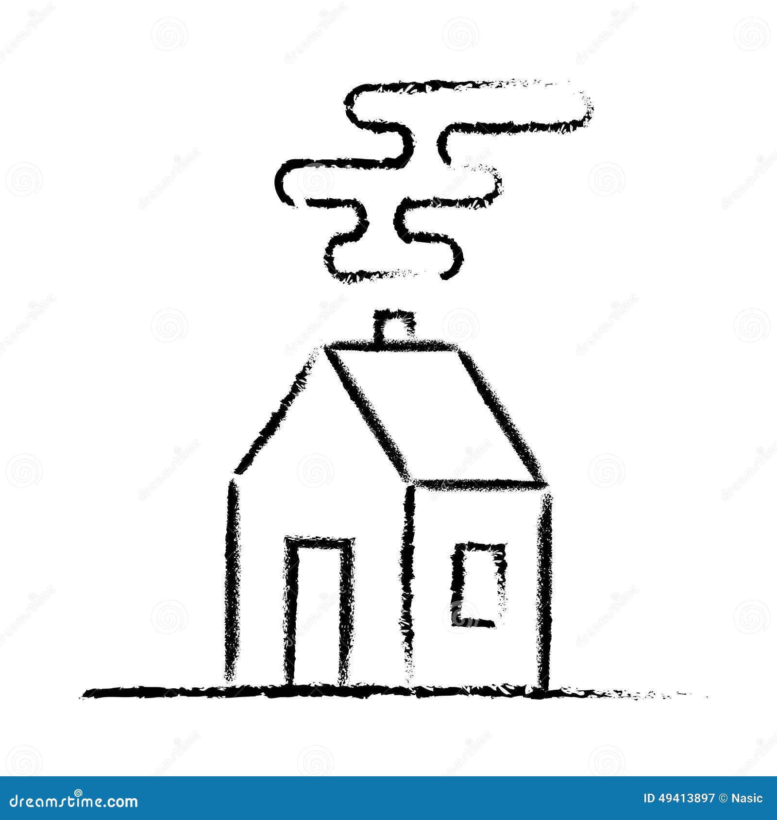Black Crayon House Sketch Stock Vector Image 49413897