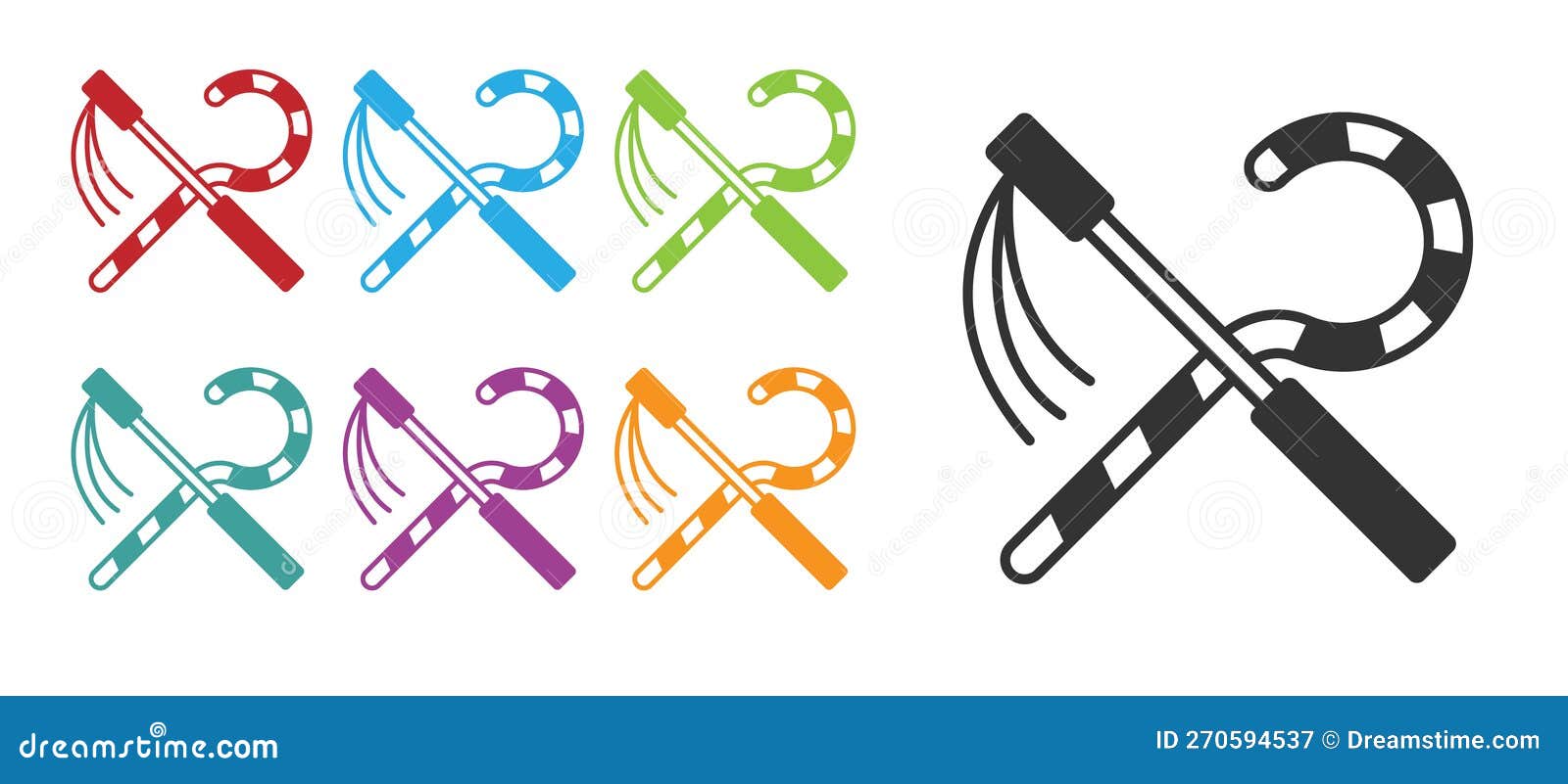 black crook and flail icon  on white background. ancient egypt . scepters of egypt. set icons colorful