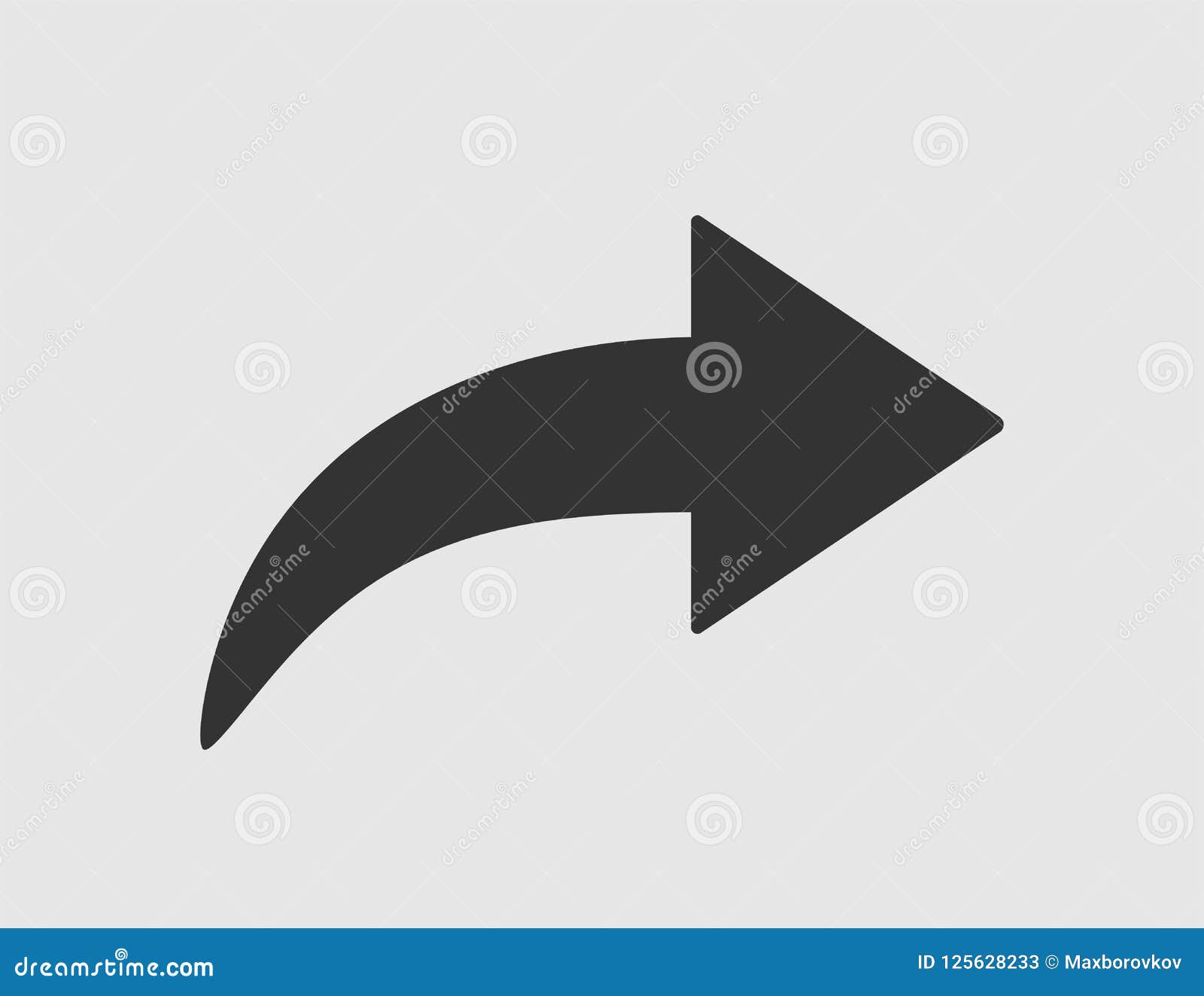 black curved right arrow  on white.