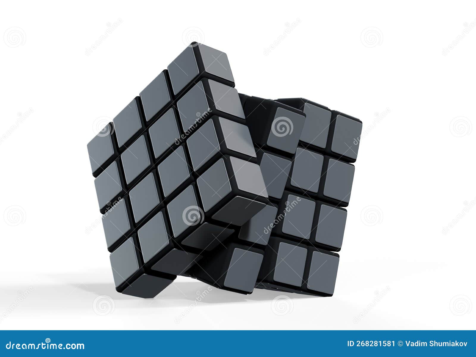 black 3d render futuristic cube