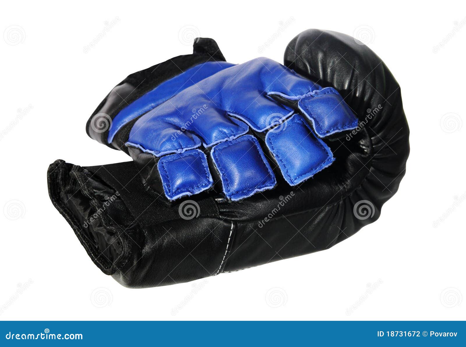 Black and Dark Blue Boxinggloves. (isolated) Stock Photo Image of