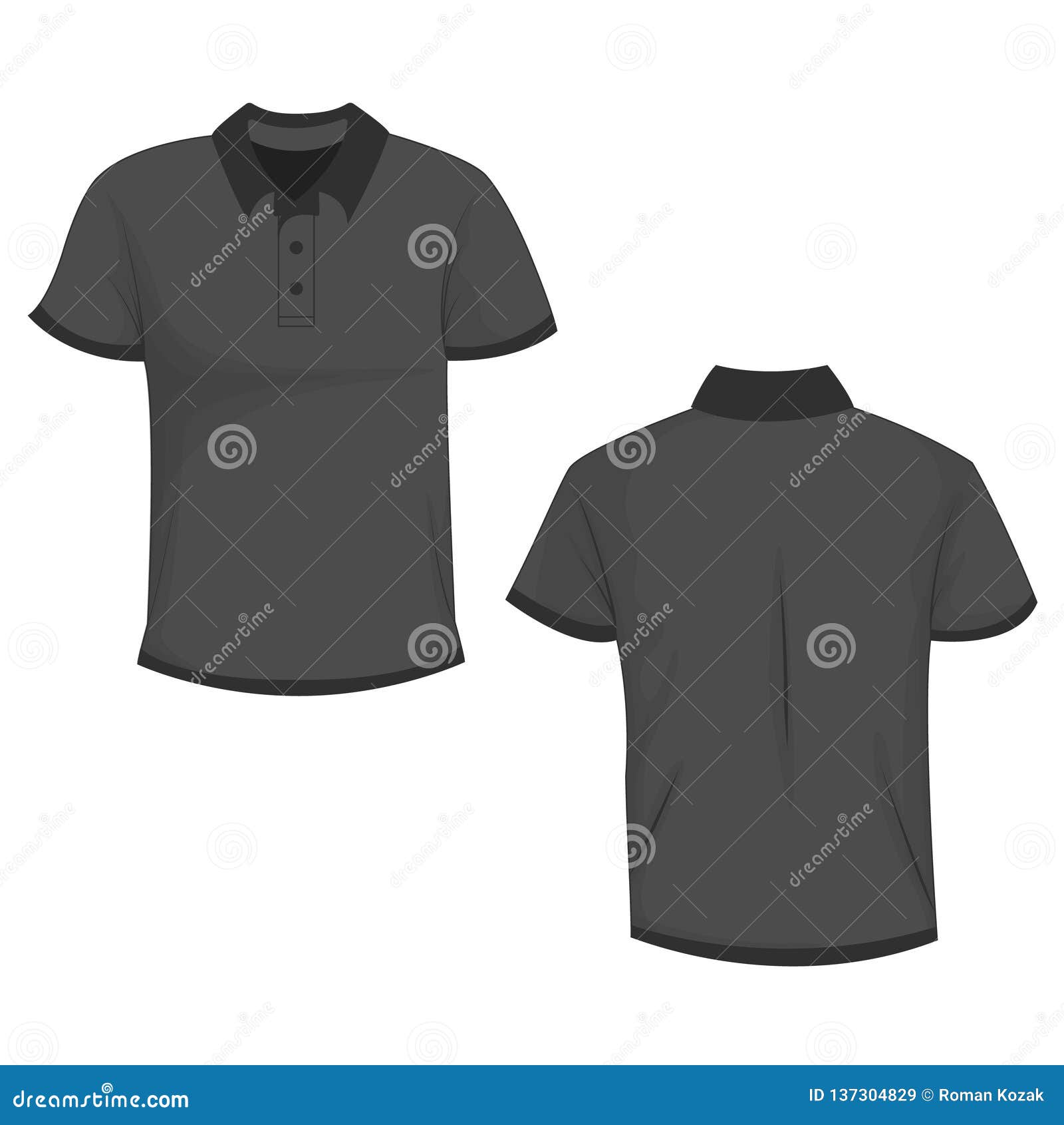 black t shirt with collar front and back