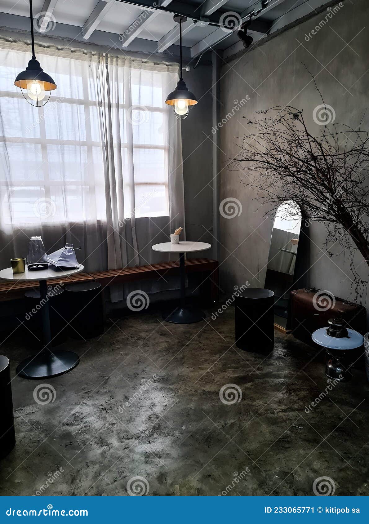 Black Dark Room Modern Decoration Stock Image Image of light, ceiling