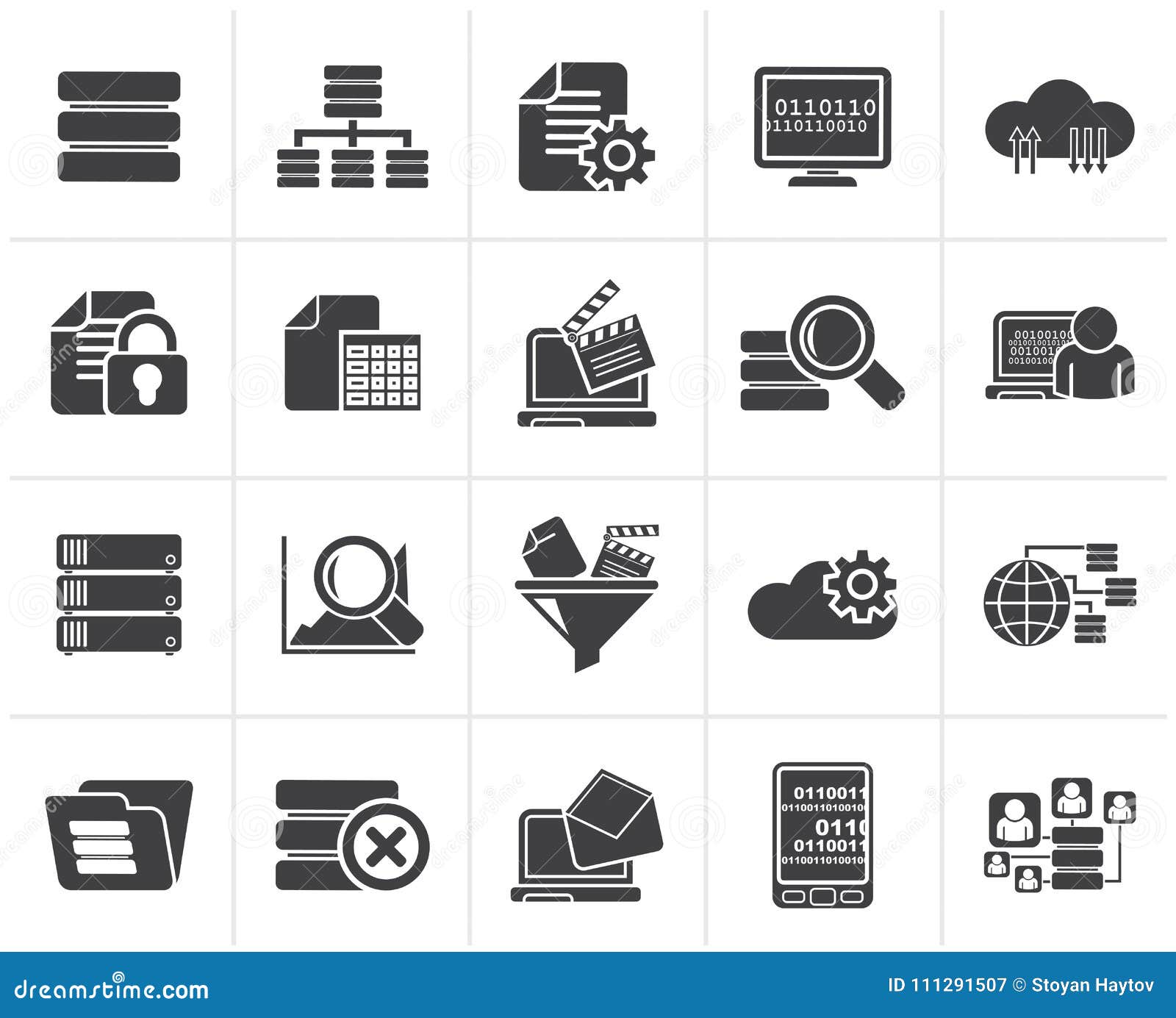 Black Data and Analytics Icons Stock Vector - Illustration of filter