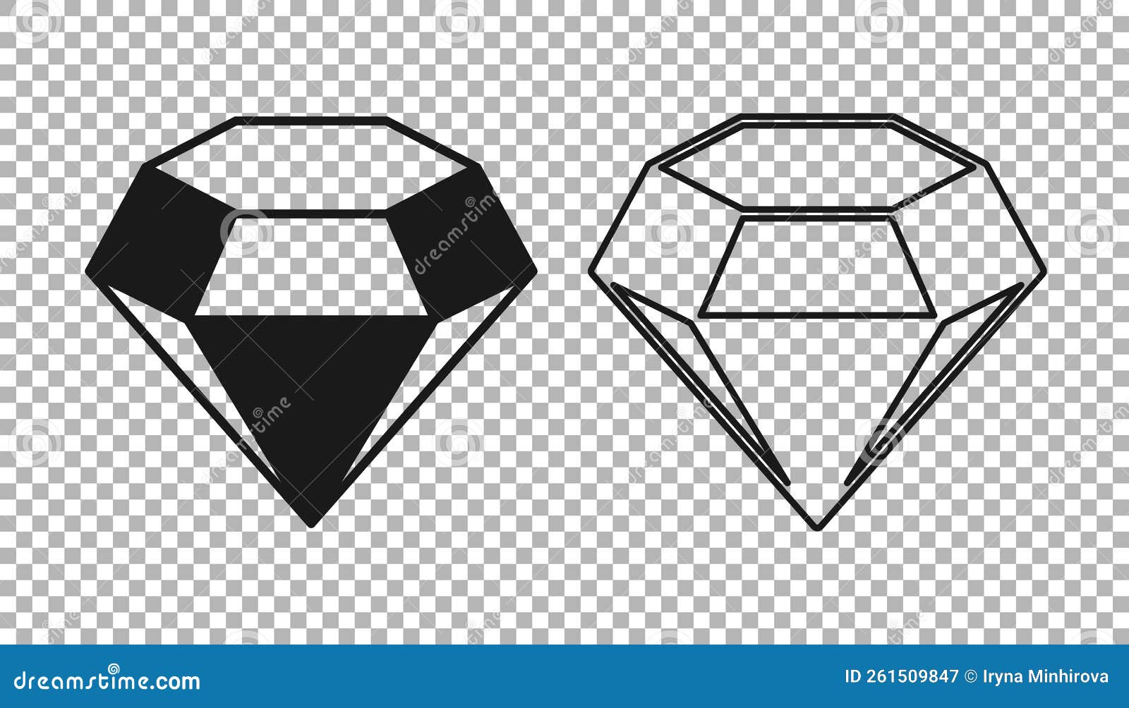 Diamond symbols. Black gems isolated on white background. Vector