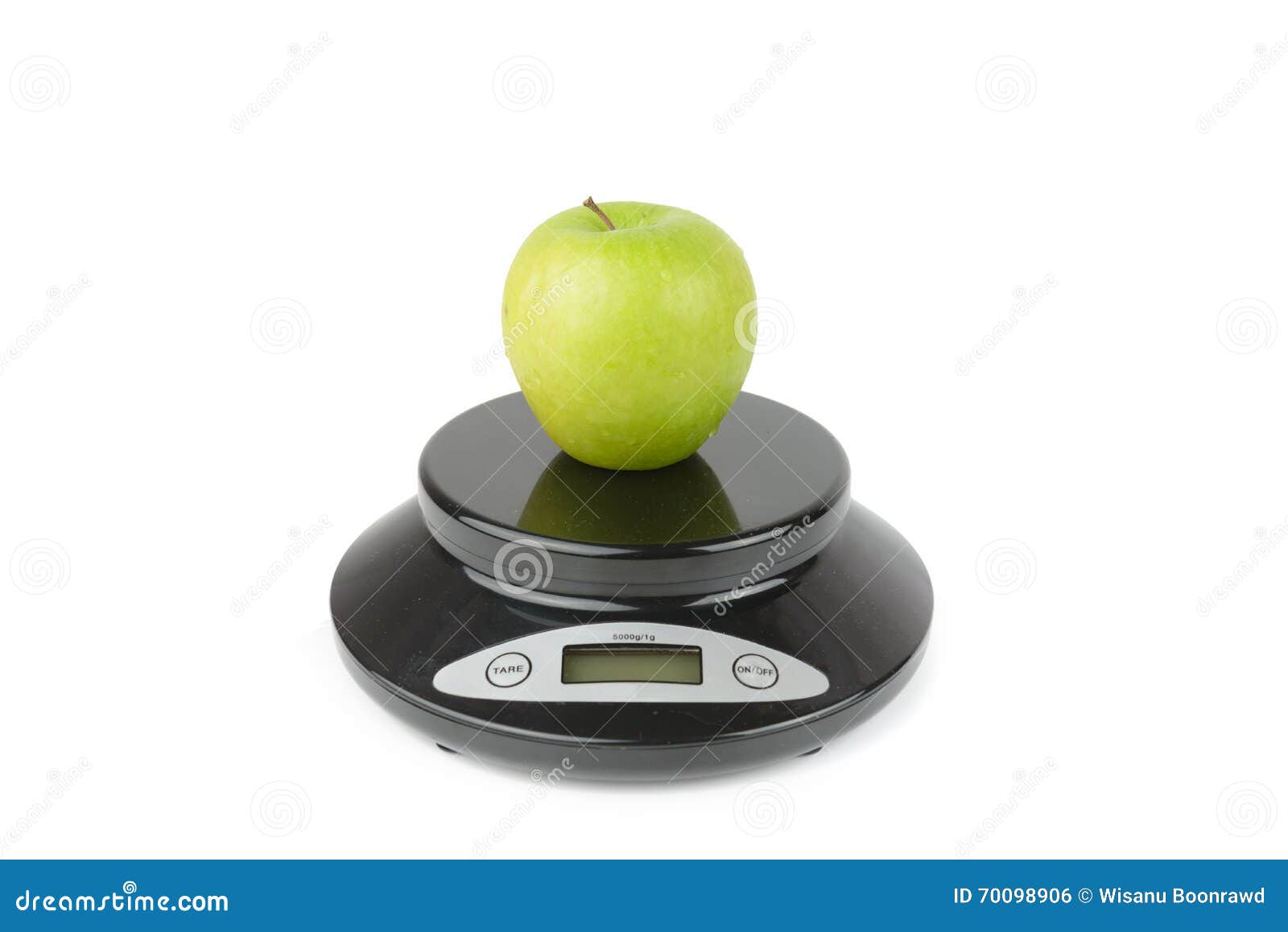 Black Digital Scale, Weight Green Apple Stock Photo Image of digital