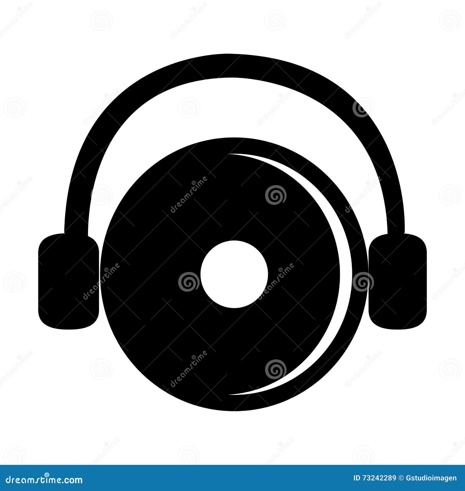 Black Dj Disco and Headphones, Graphic Stock Illustration