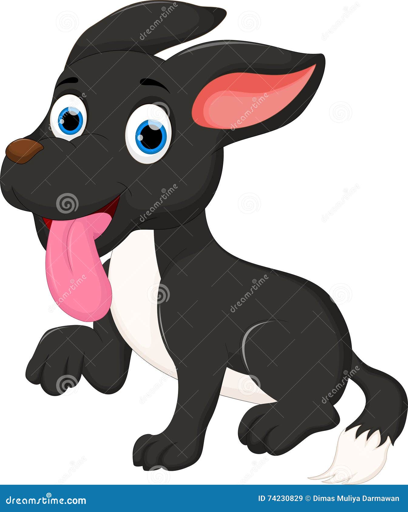 Black dog cartoon sitting stock illustration. Illustration of happy -  74230829
