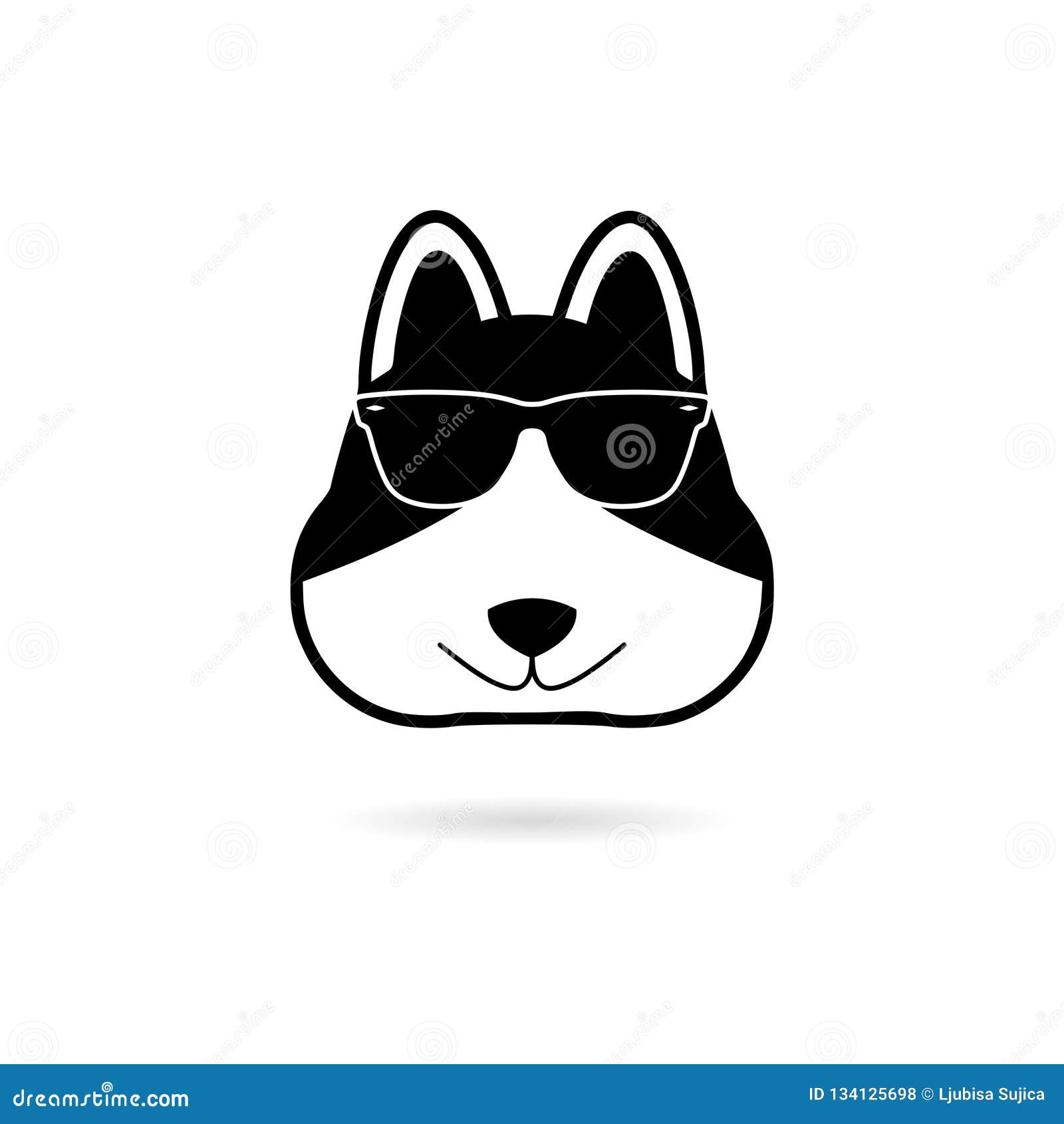 Black Dog with Sunglasses Icon or Logo Stock Vector Illustration of