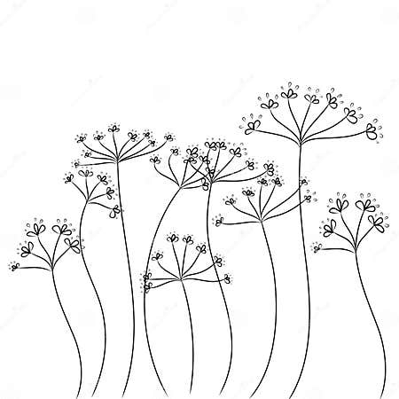 Black Doodle Flowers Vector Stock Vector - Illustration of branch ...
