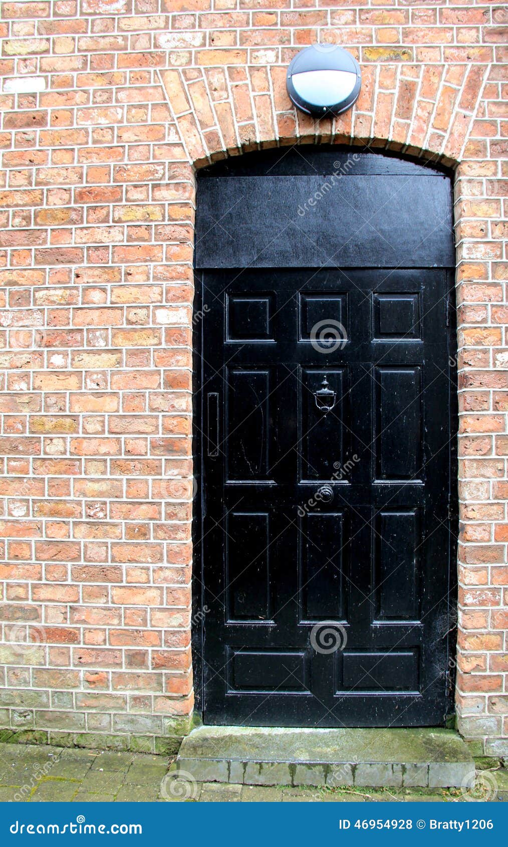 Black Door in Brick Wall of Home Stock Photo Image of home, front