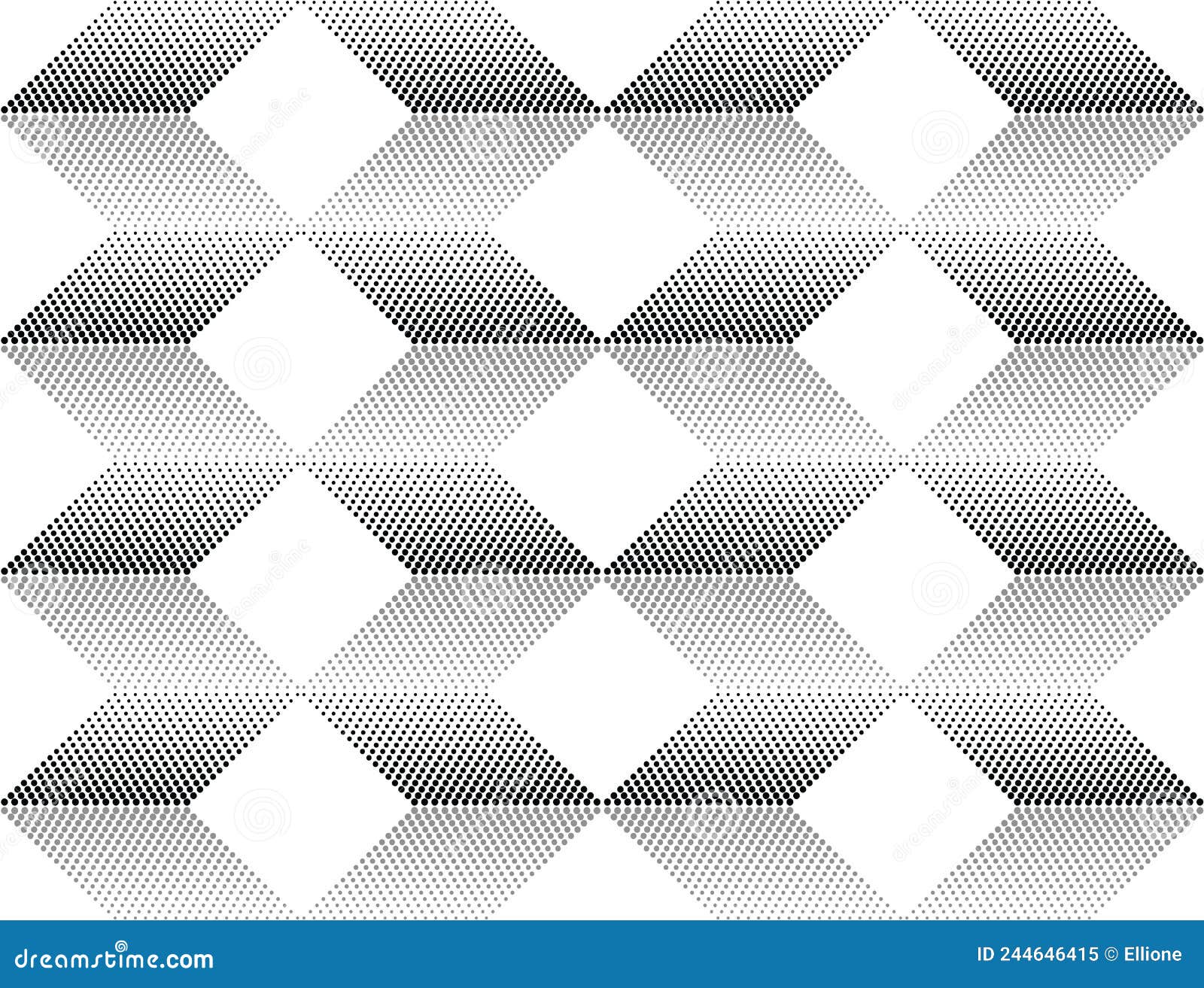 black dotted halftone composite in the  of diamonds with gray mirroring.