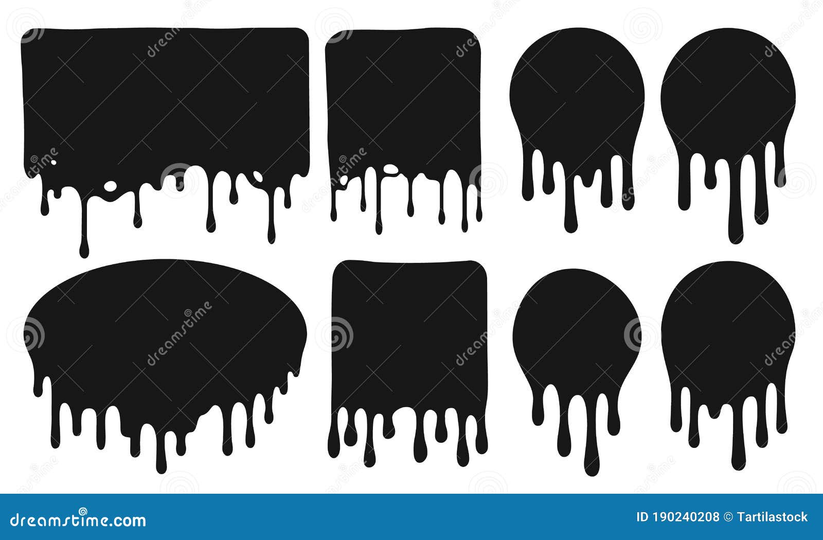 Black Dripping Oil Stain, Liquid Drips Or Paint Ink Silhouette Isolated Spooky Scary Halloween