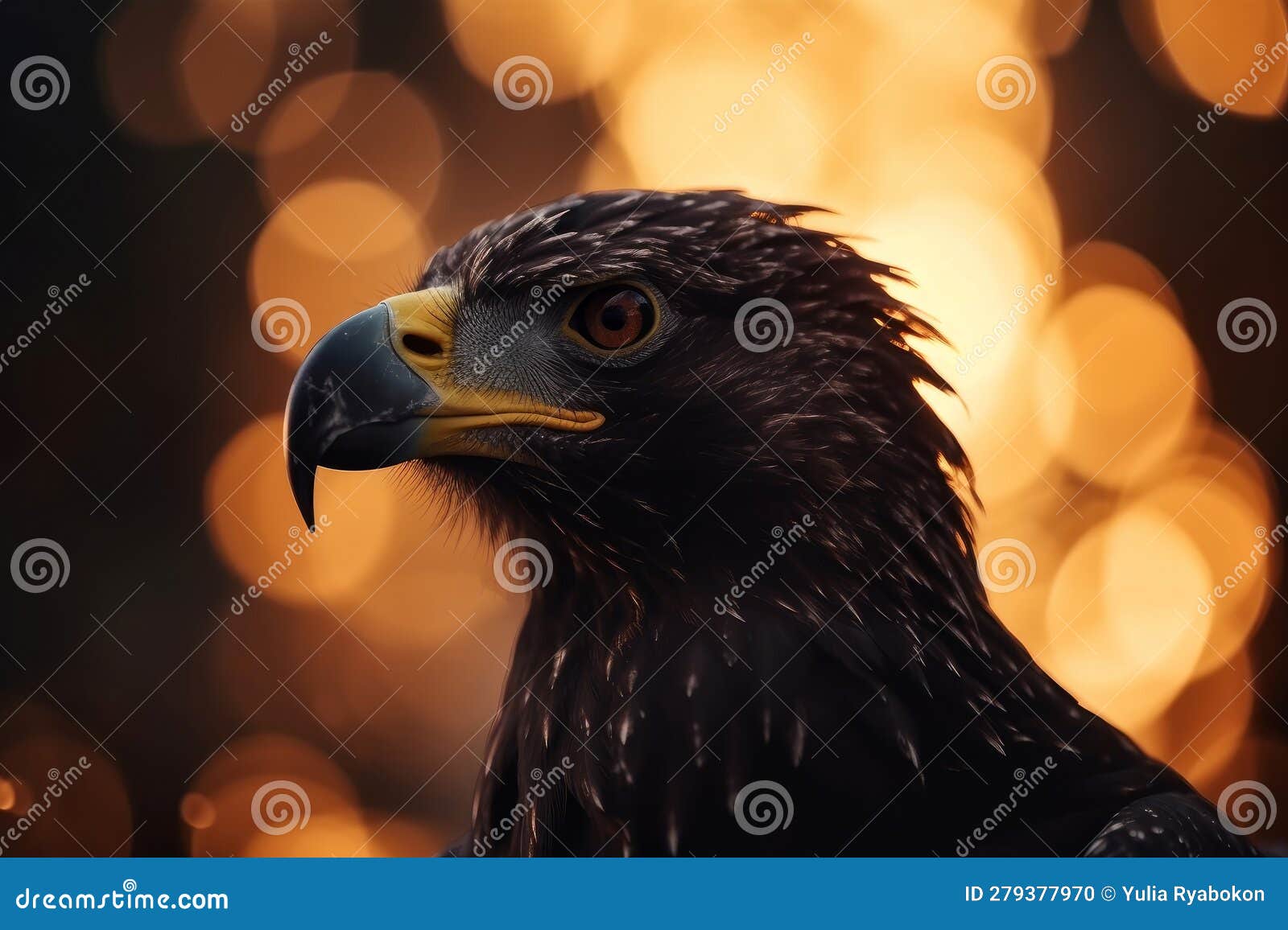 Black Eagle Bird Sparkles. Generate Ai Stock Illustration