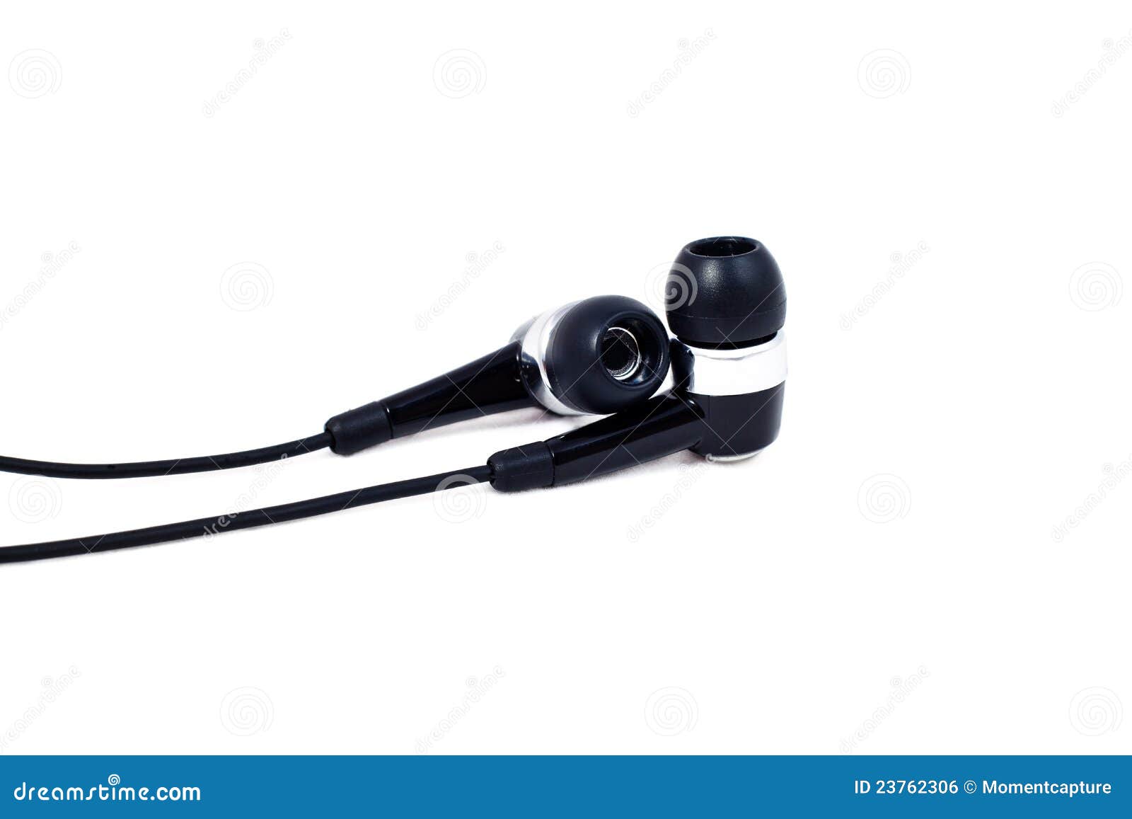 Black earphones stock photo. Image of electronics, technology 23762306